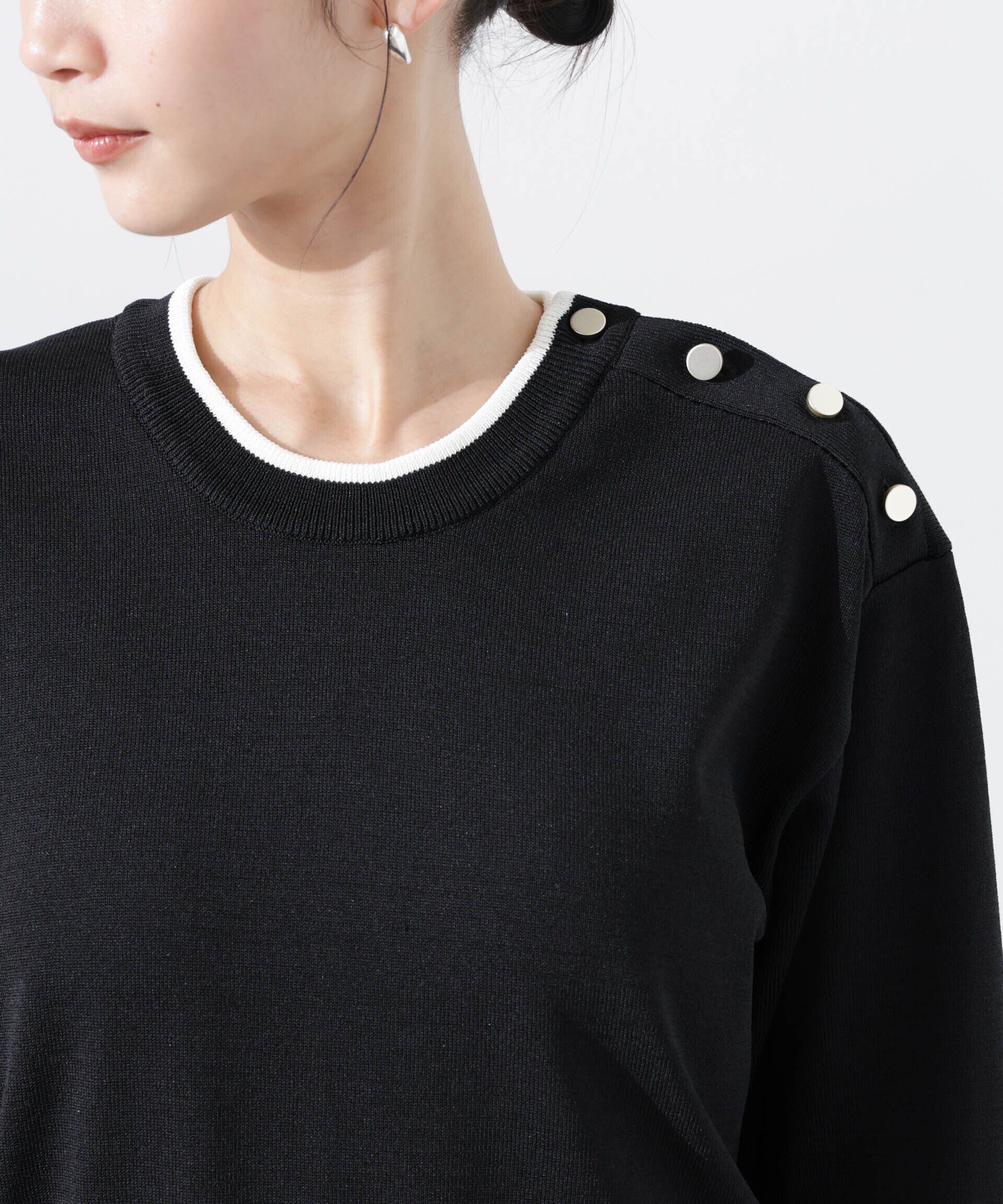 nano･universe「洗濯機洗可UVカットバイカラー釦ディティールニット」|ニット・セーター|