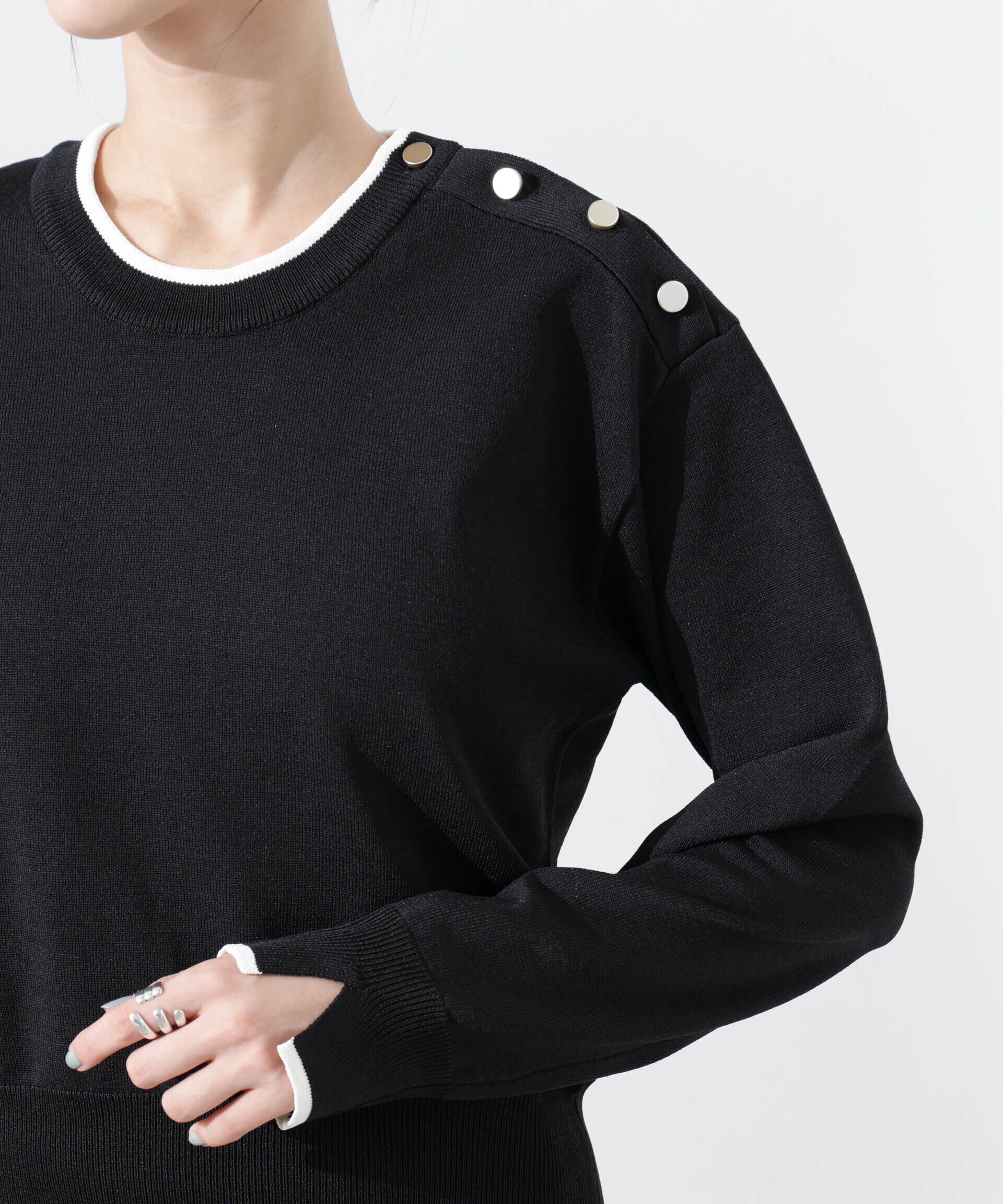 nano･universe「洗濯機洗可UVカットバイカラー釦ディティールニット」|ニット・セーター|