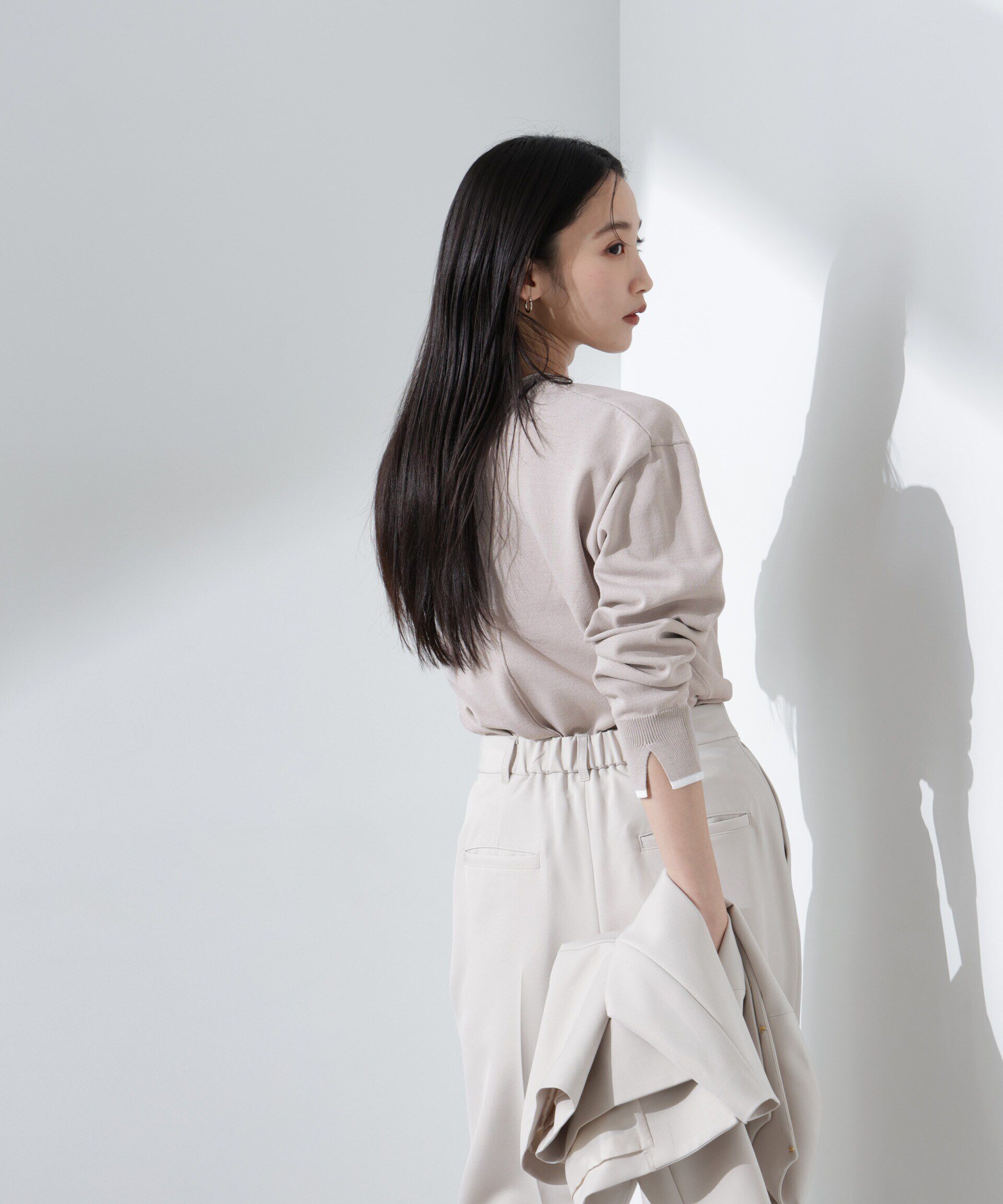 nano･universe「洗濯機洗可UVカットバイカラー釦ディティールニット」|ニット・セーター|