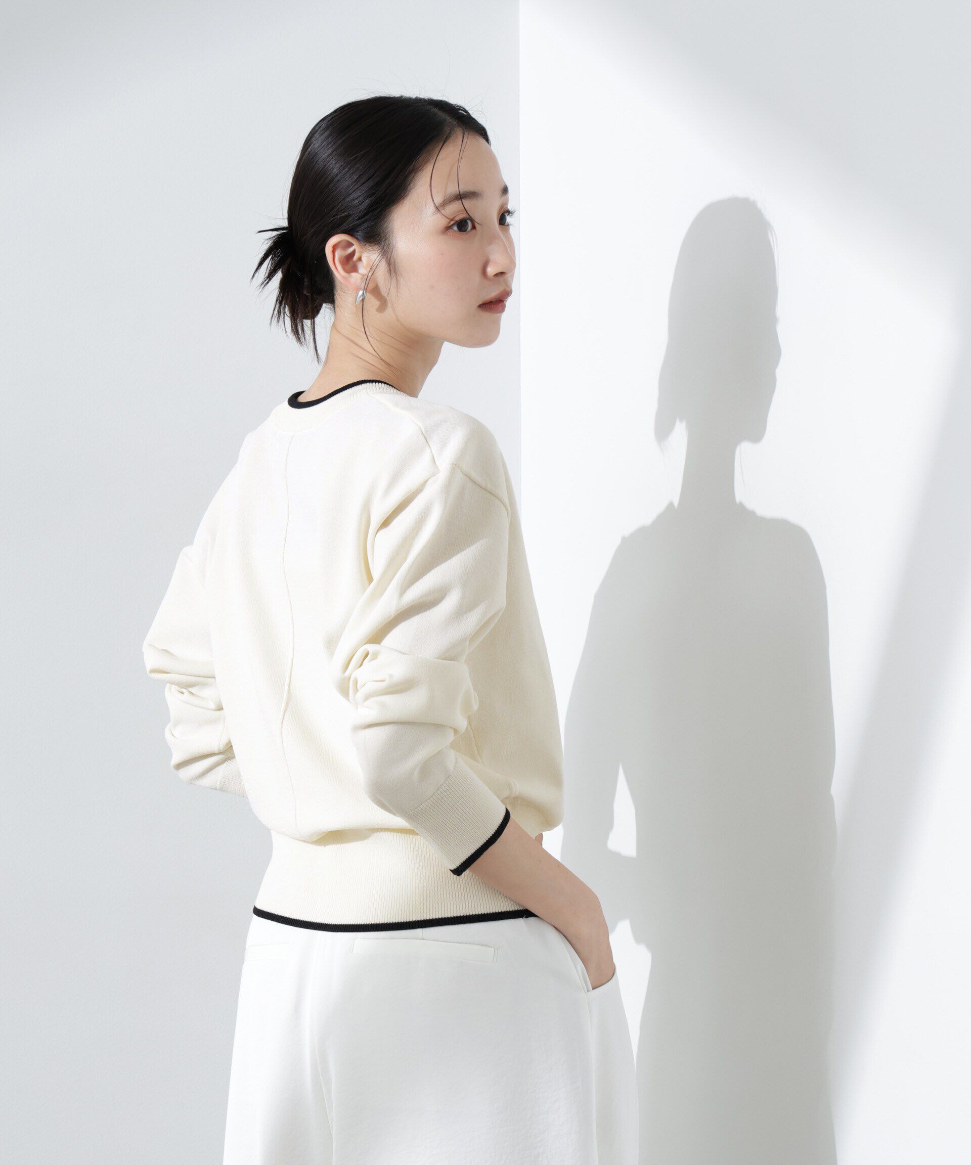 nano･universe「洗濯機洗可UVカットバイカラー釦ディティールニット」|ニット・セーター|