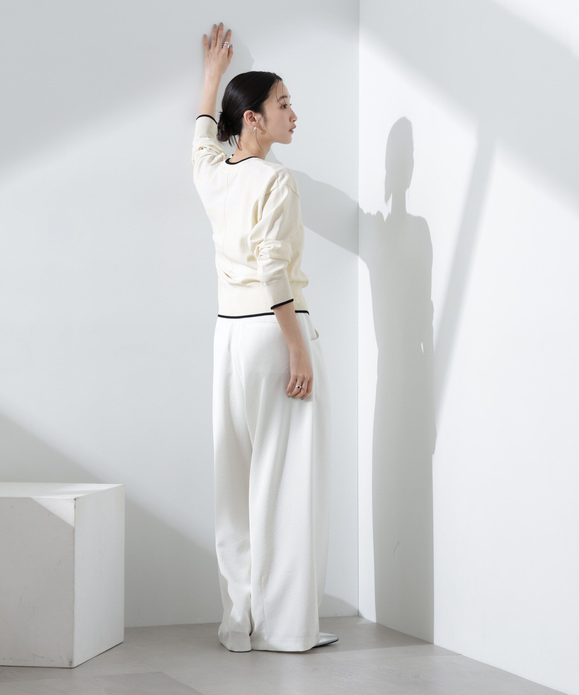 nano･universe「洗濯機洗可UVカットバイカラー釦ディティールニット」|ニット・セーター|