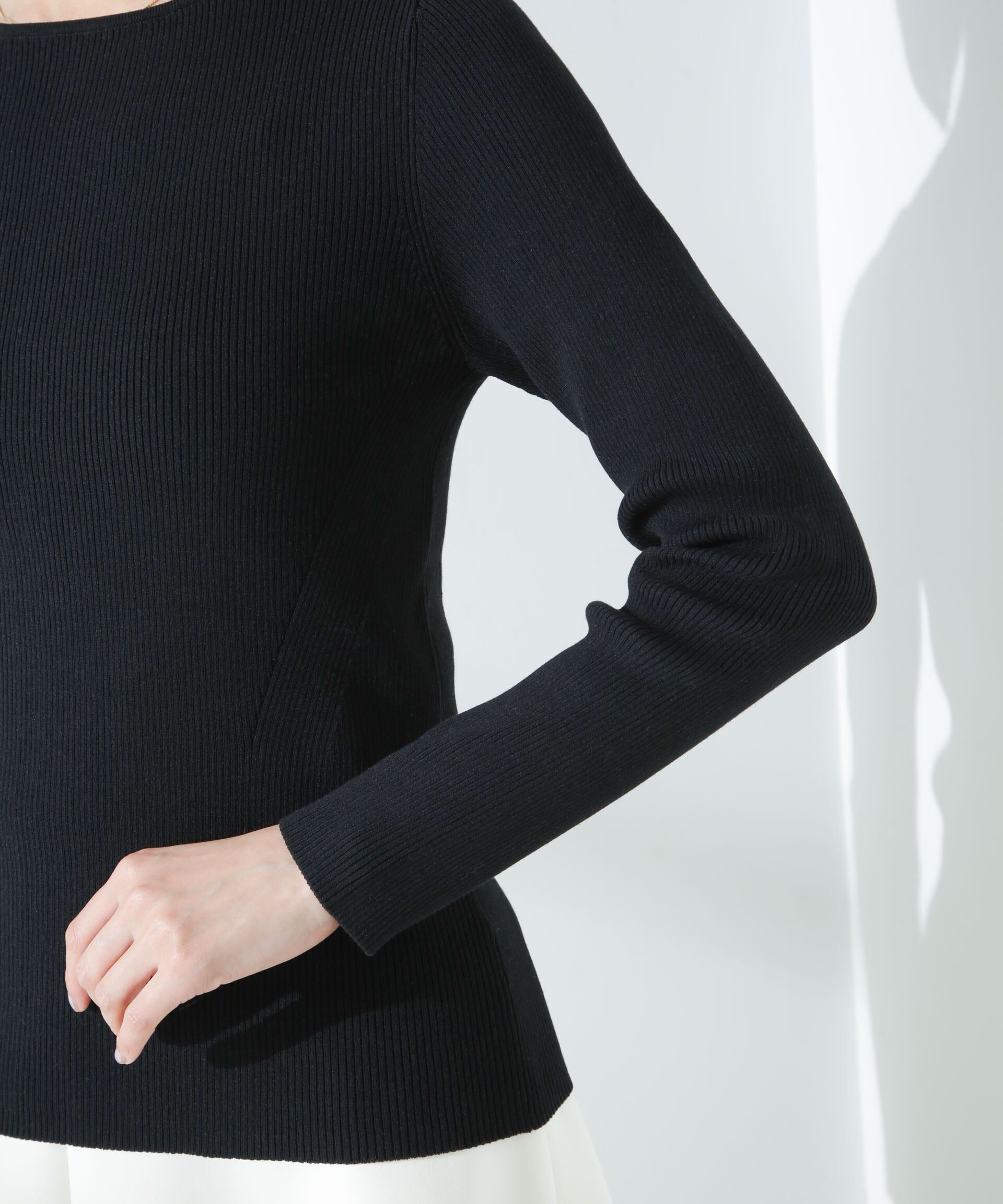 nano･universe「ウォッシャブルハイツイストボートネックリブニット」|ニット・セーター|