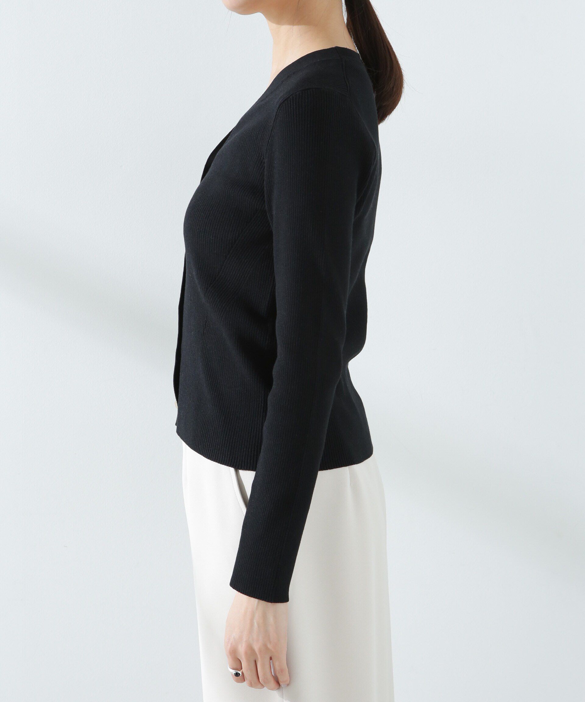 nano･universe「ウォッシャブルハイツイストVネックリブカーディガン」|ニット・セーター|