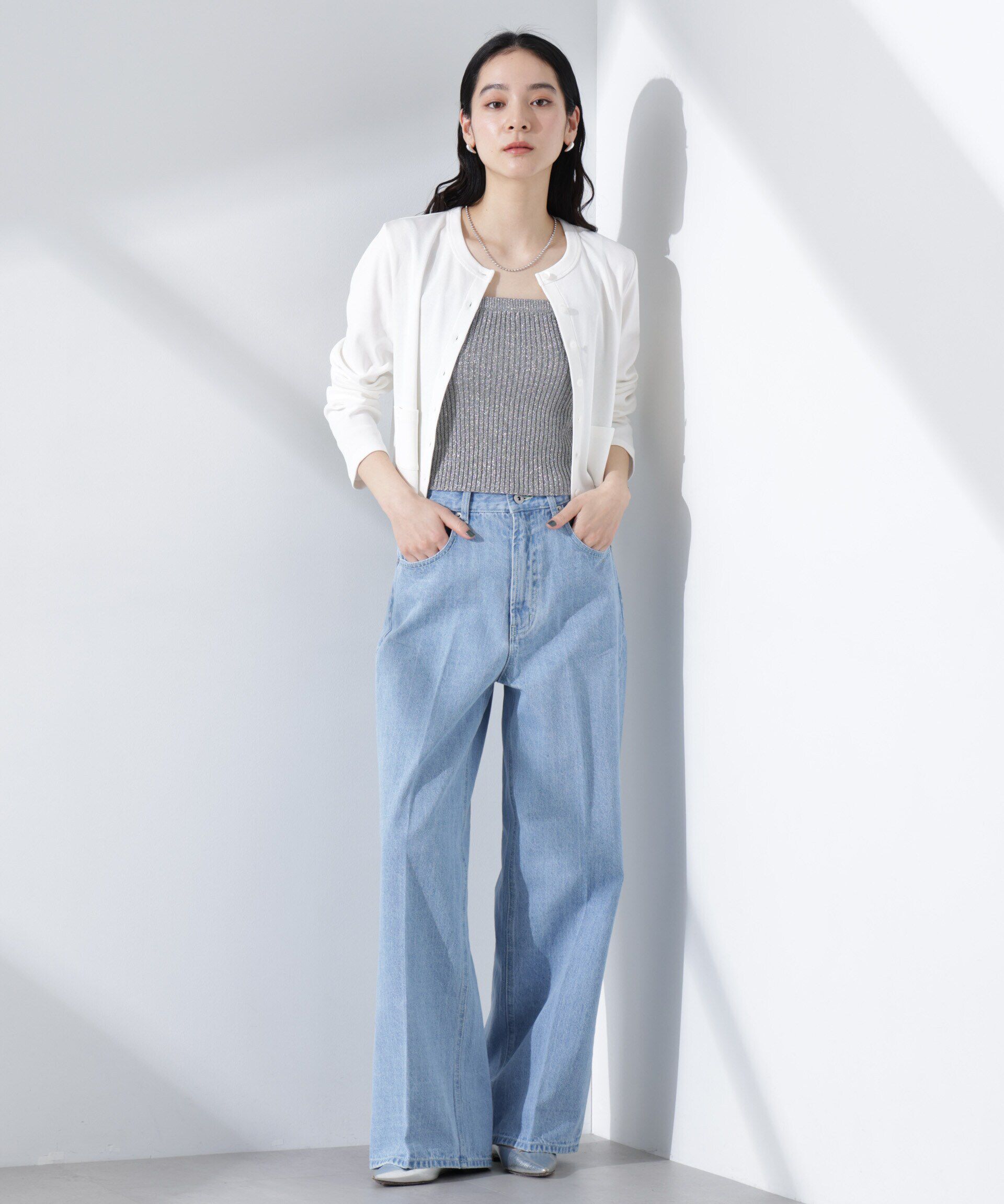 nano･universe「グリッターラメニット2wayビスチェ（セットアップ可）」|ニット・セーター|