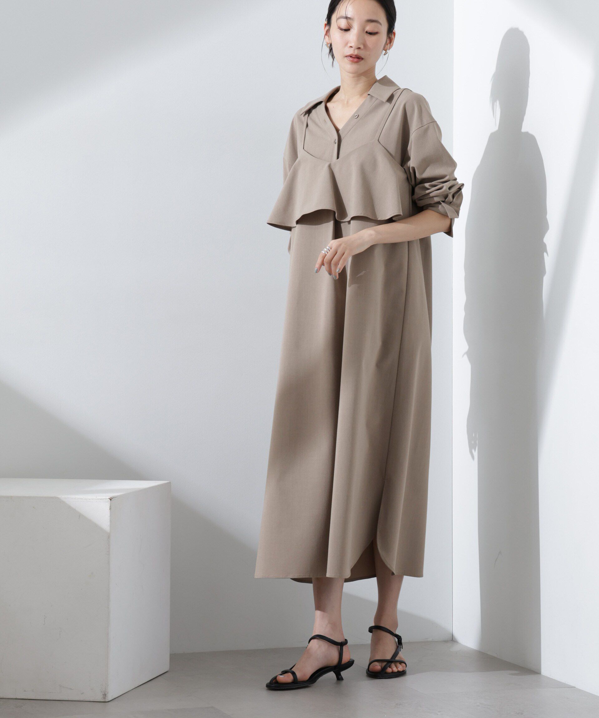 nano･universe「キャミソールビスチェ＋スキッパーワンピースSET」|ワンピース|