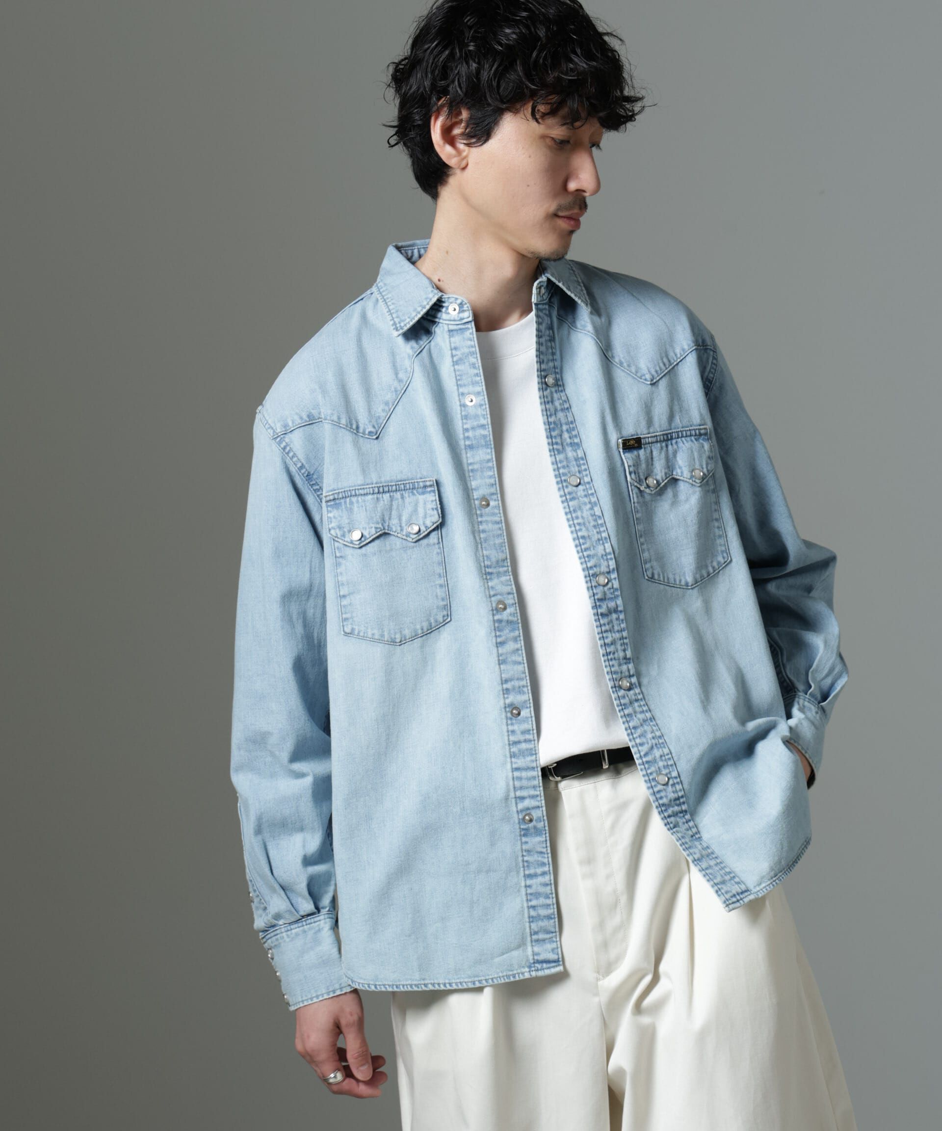 nano･universe「Lee/別注 Lee DENIM WESTERN SHIRT」|シャツ・ブラウス|L.ブルー1