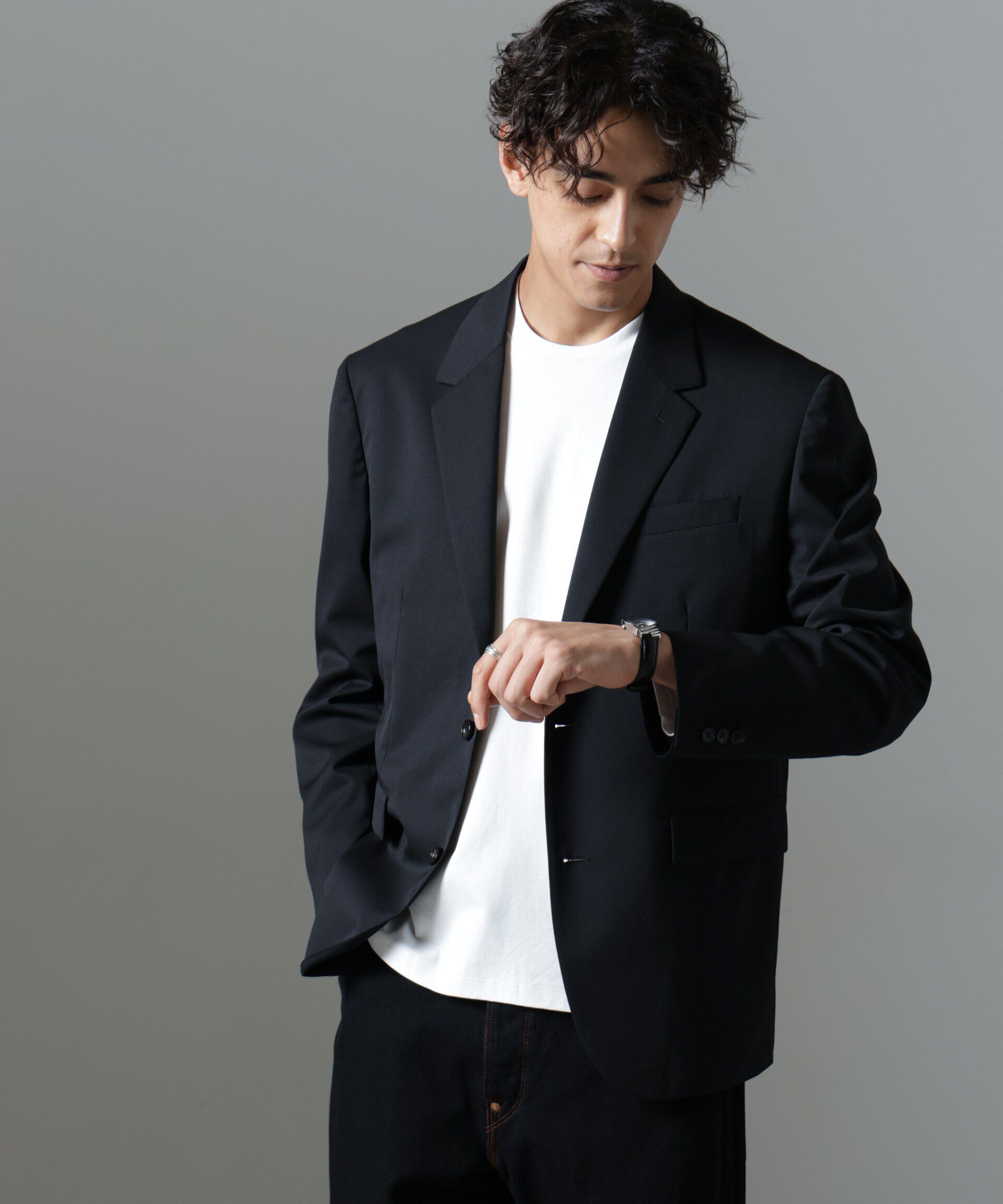 nano･universe「クラシックウールボクシージャケット(セットアップ可)」|スーツ|ブラック