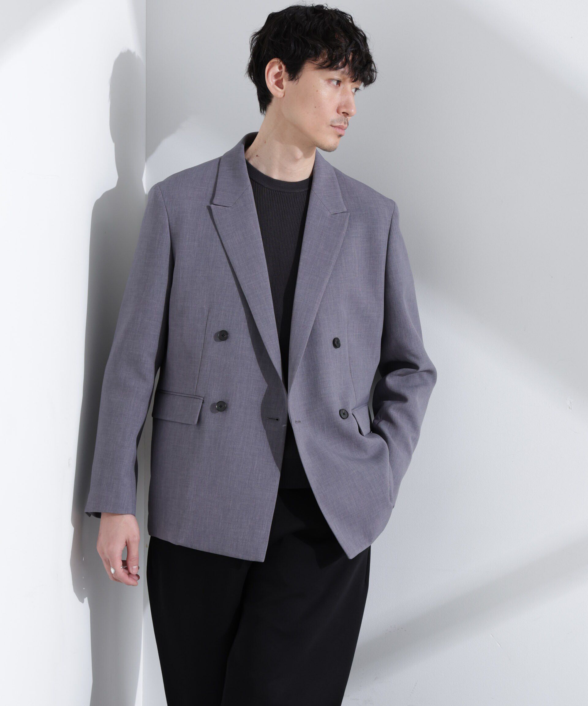 nano･universe「ReflaxR ダブルクロスウェザージャケット（セットアップ可）」|テーラードジャケット|グレー