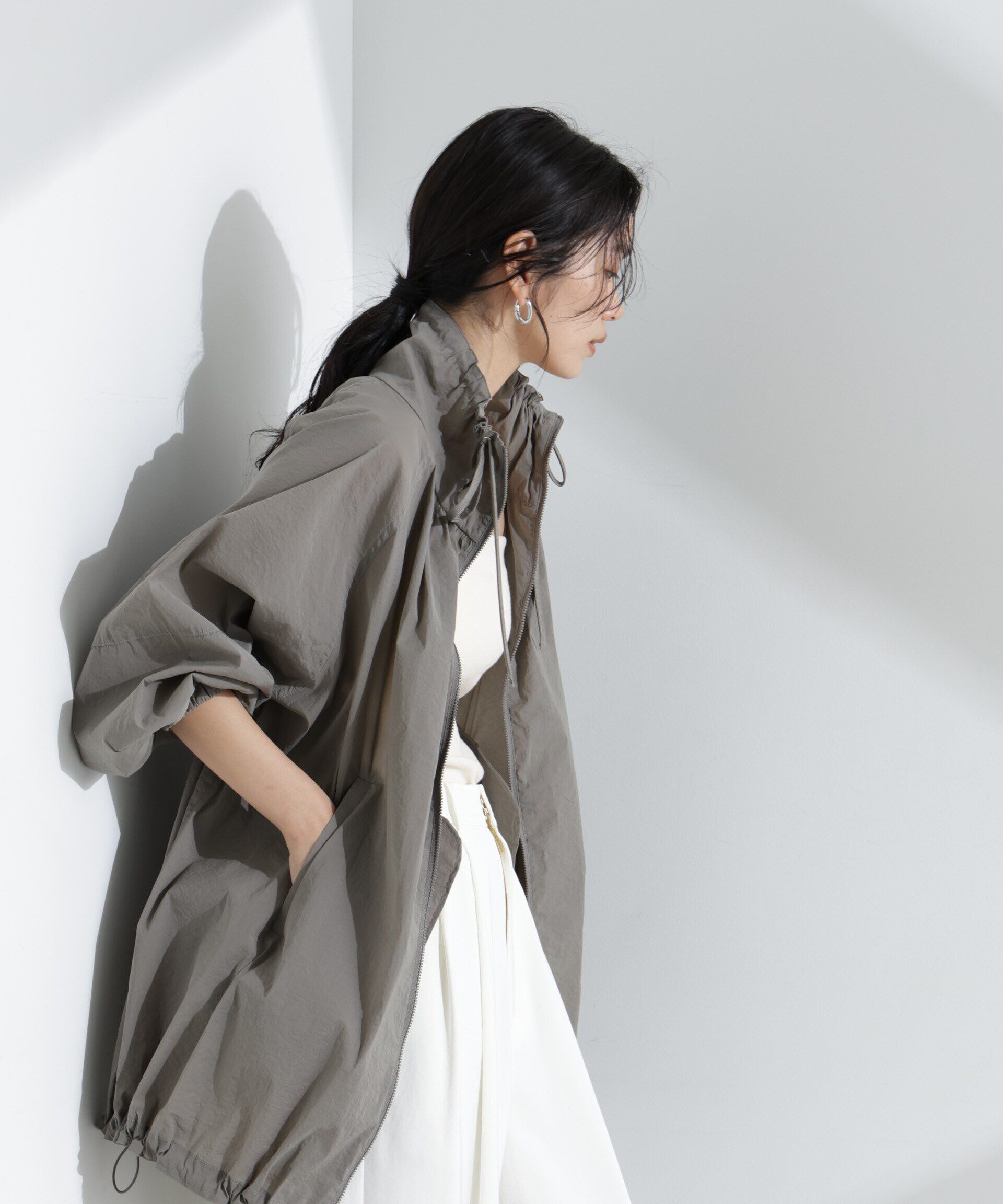 nano･universe「ナイロンワッシャーオーバーサイズライトブルゾン」|ブルゾン・スタジャン|