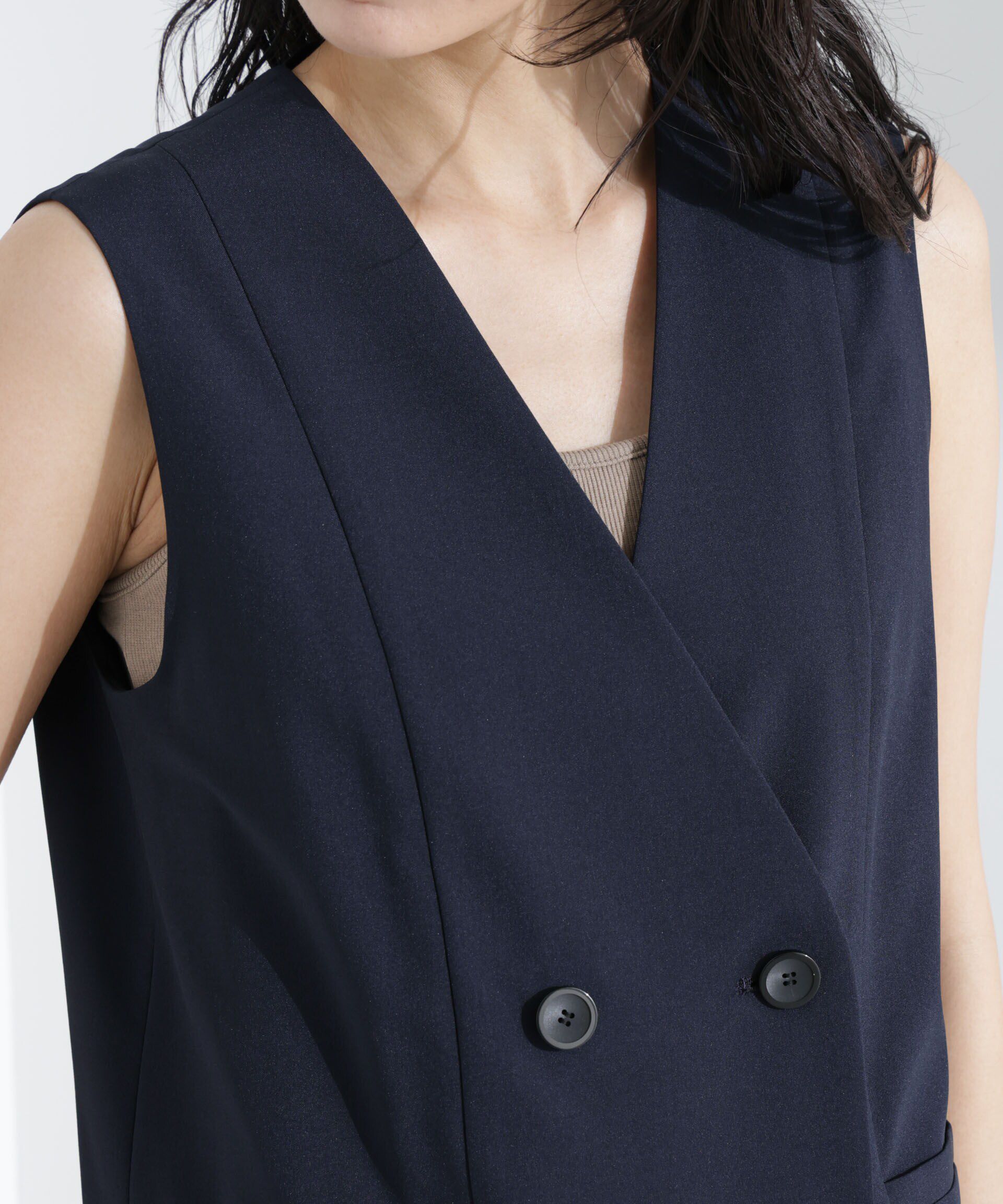 nano･universe「ライトファンクション ロングダブルジレ(セットアップ可)」|テーラードジャケット|