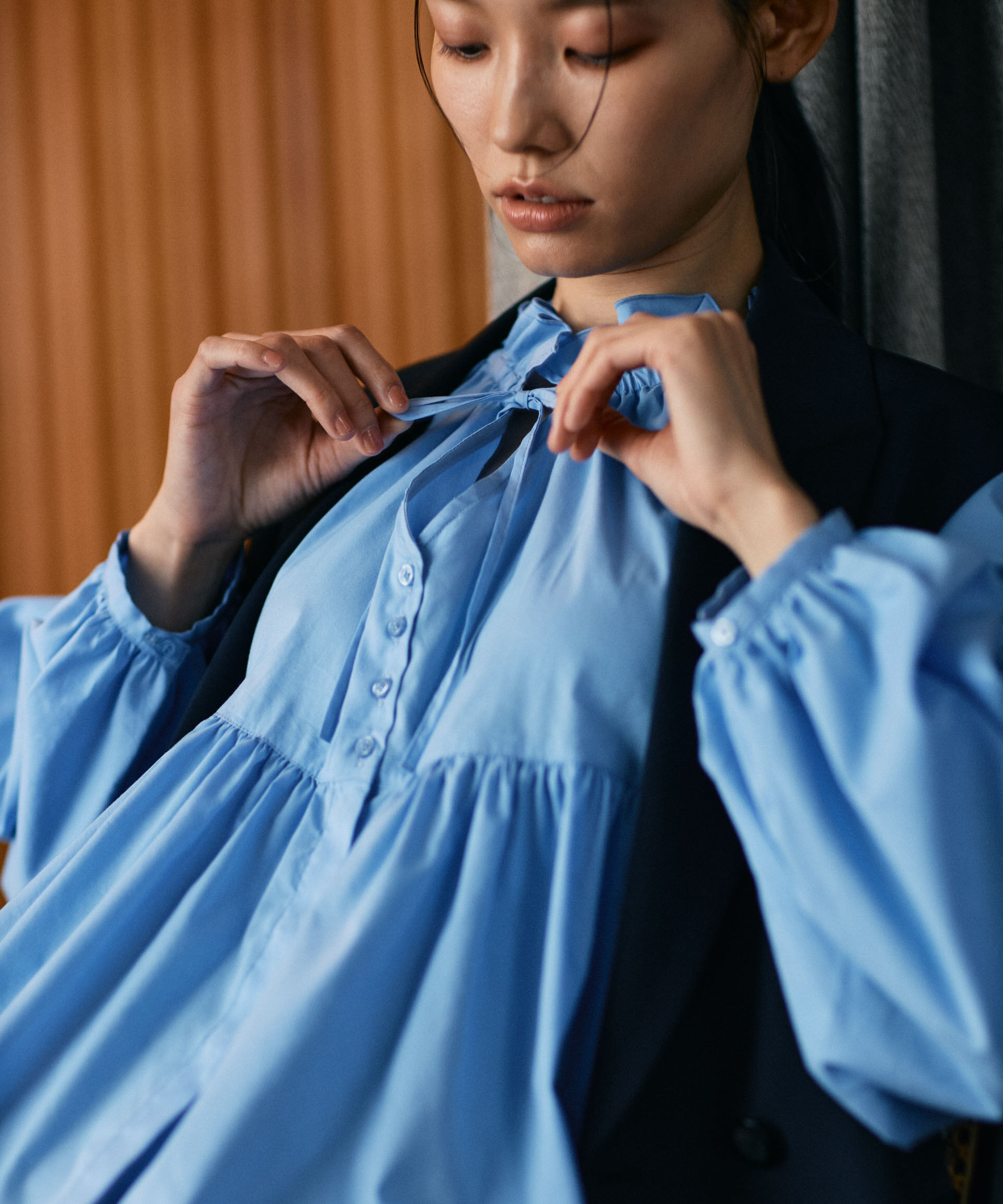 nano･universe「フリルギャザーショートシャツ」|シャツ・ブラウス|