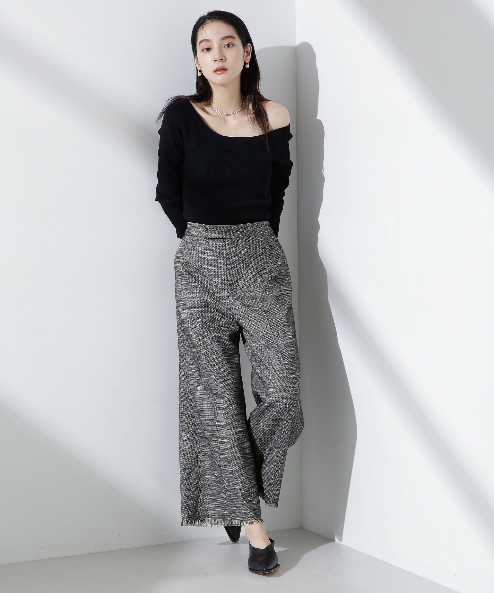 nano･universe「サイドラインフリンジパンツ」|チノ|