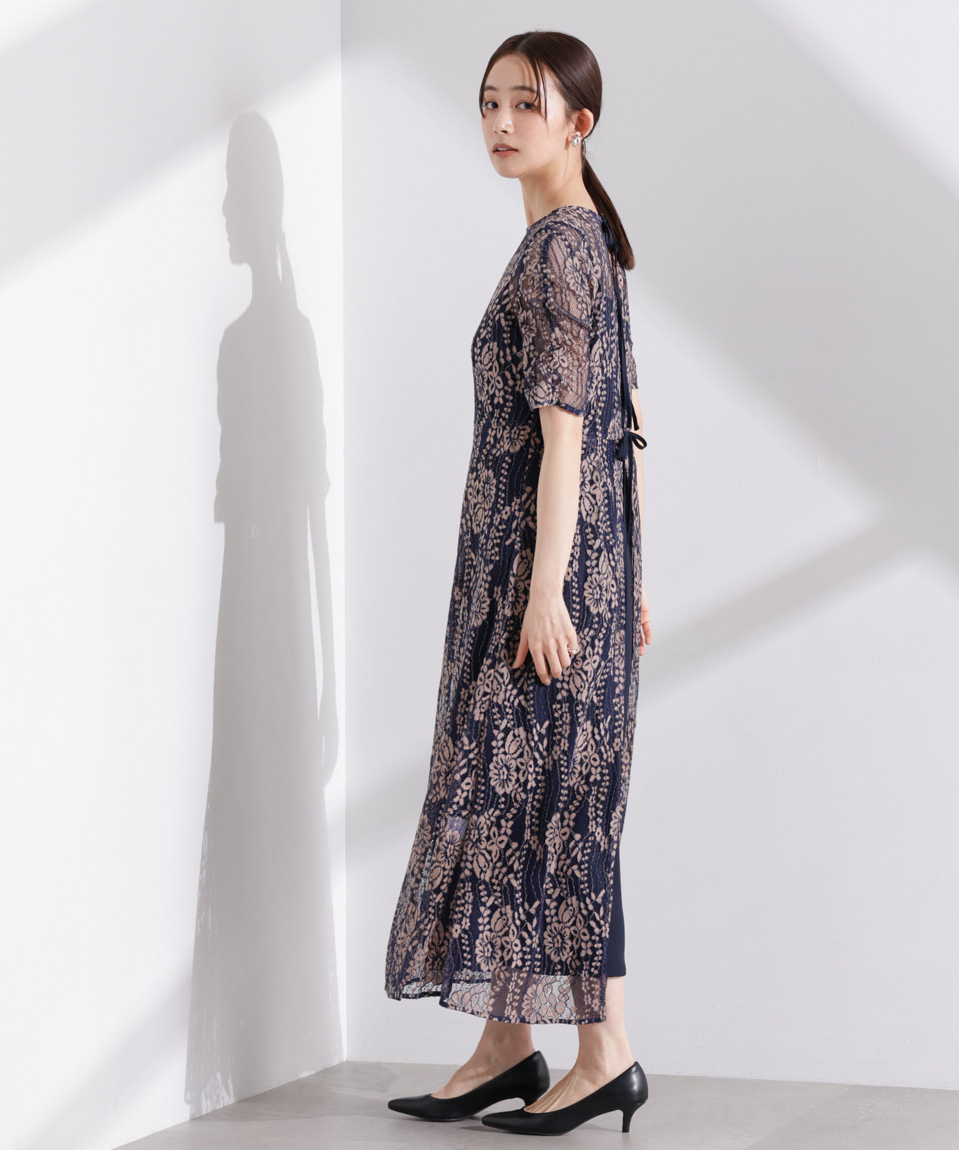 nano･universe「kaene/配色レースエプロンワンピース」|ワンピース|