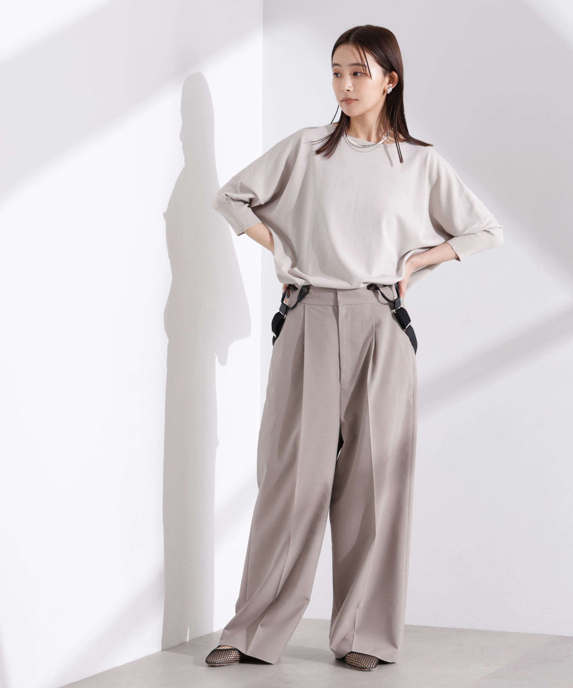 nano･universe「洗濯機洗い可UVカット接触冷感ワイドニットプルオーバー」|ニット・セーター|