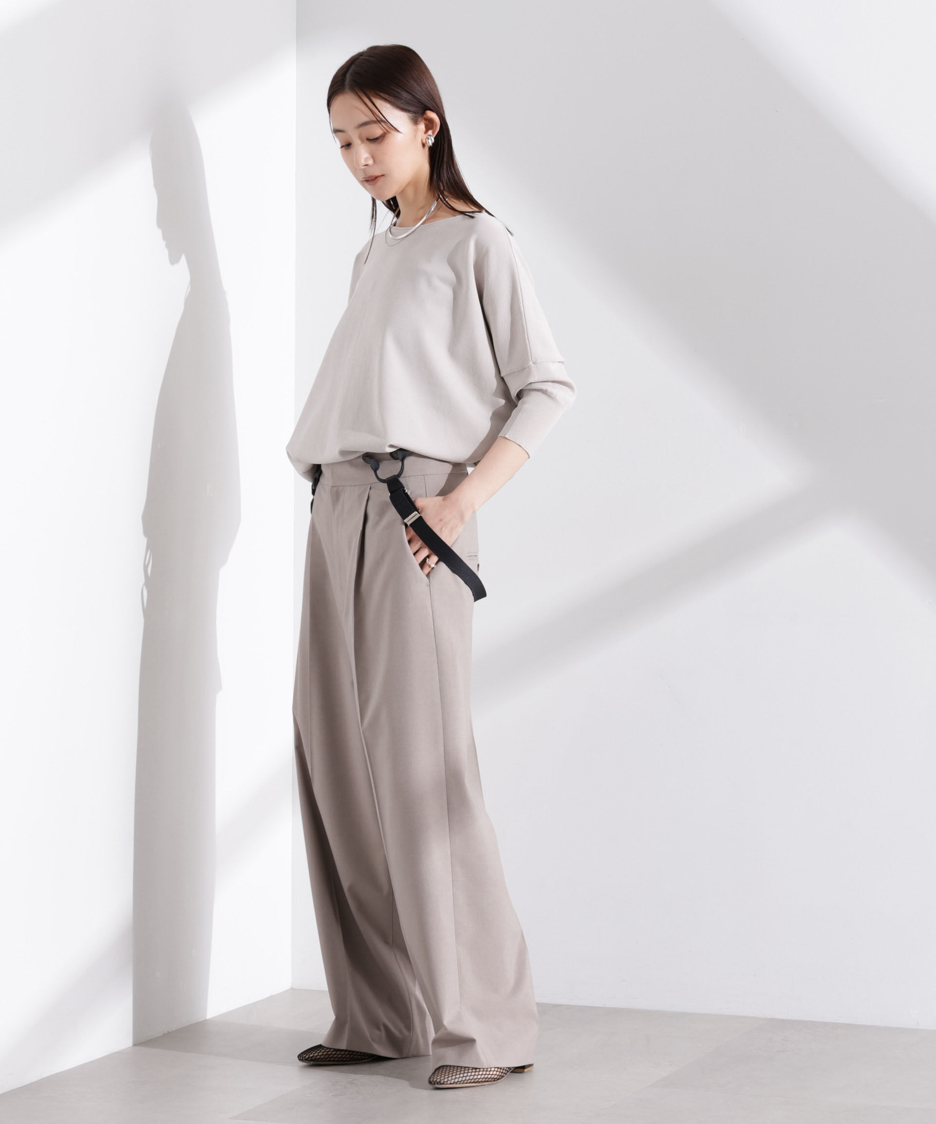 nano･universe「洗濯機洗い可UVカット接触冷感ワイドニットプルオーバー」|ニット・セーター|