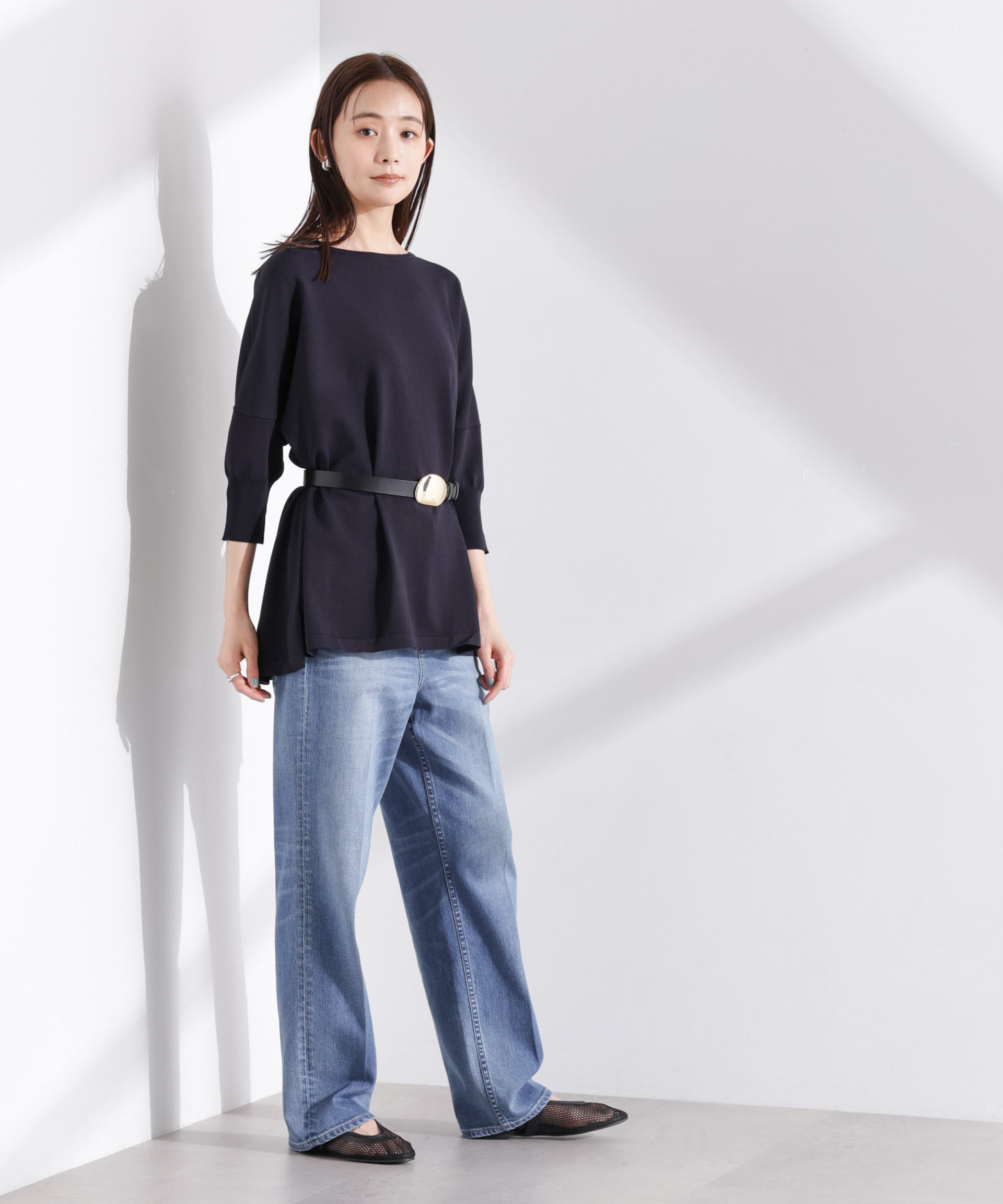 nano･universe「洗濯機洗い可UVカット接触冷感ワイドニットプルオーバー」|ニット・セーター|