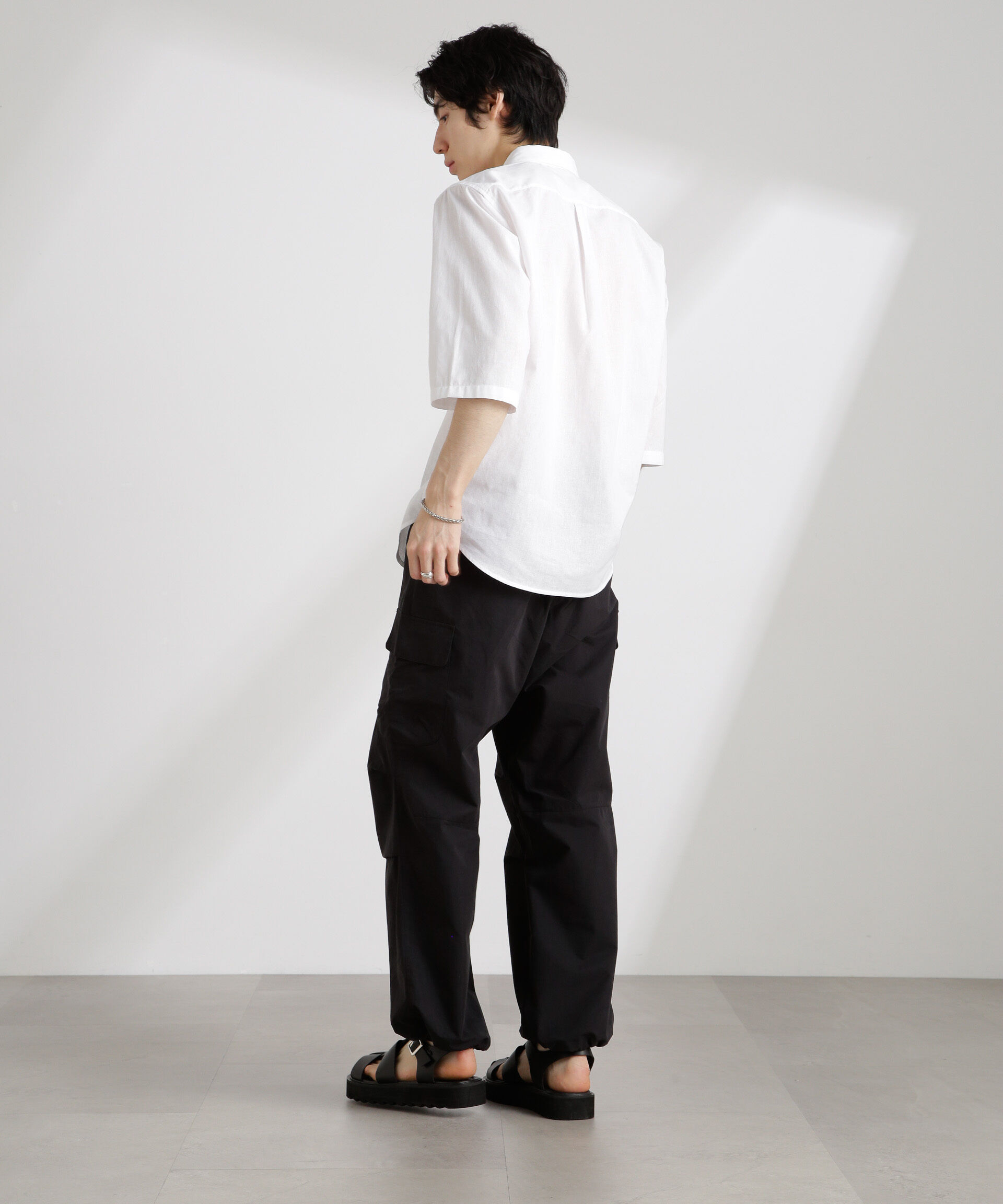 nano･universe「クールマックスリネンレギュラーカラー7分袖」|シャツ・ブラウス|