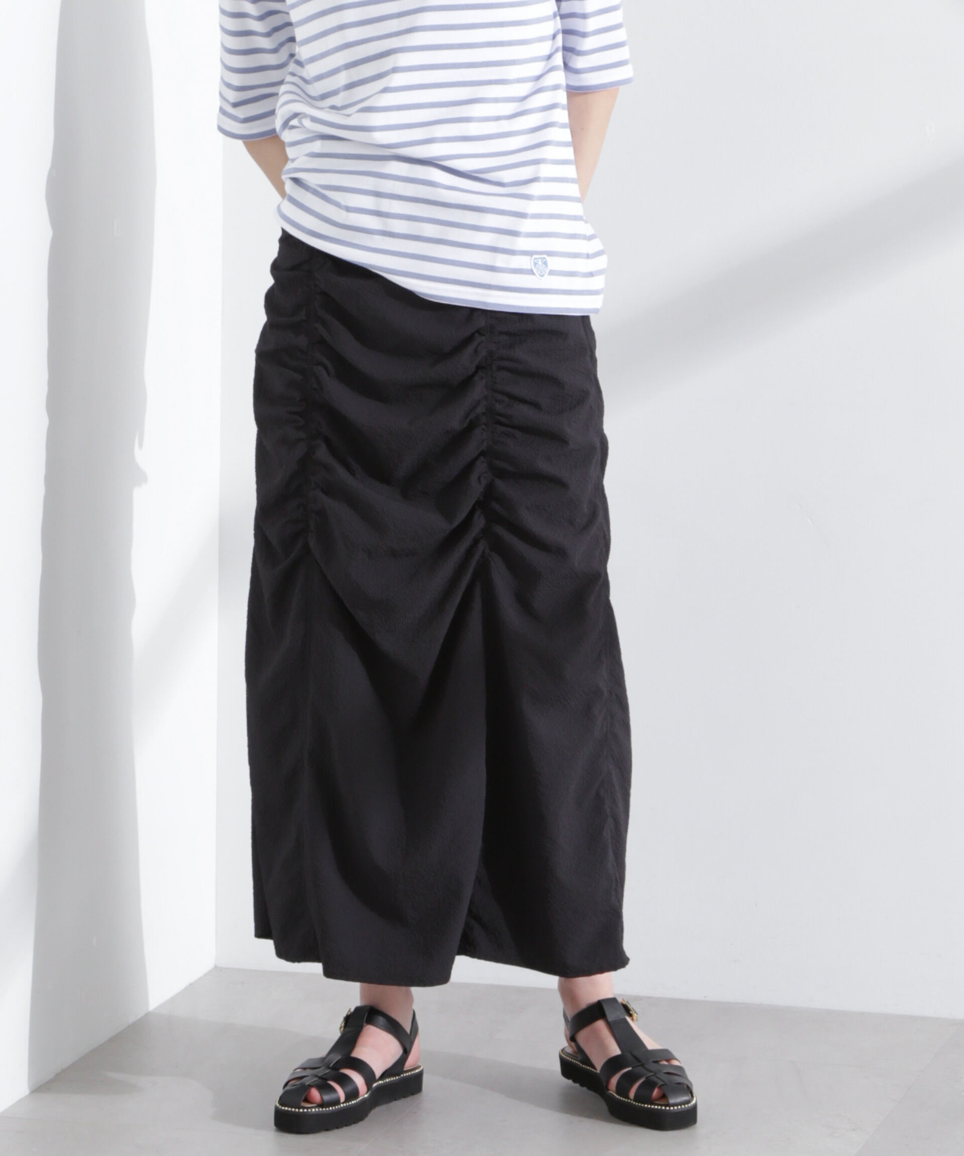 nano･universe「ギャザー切り替えサッカースカート」|スカート|