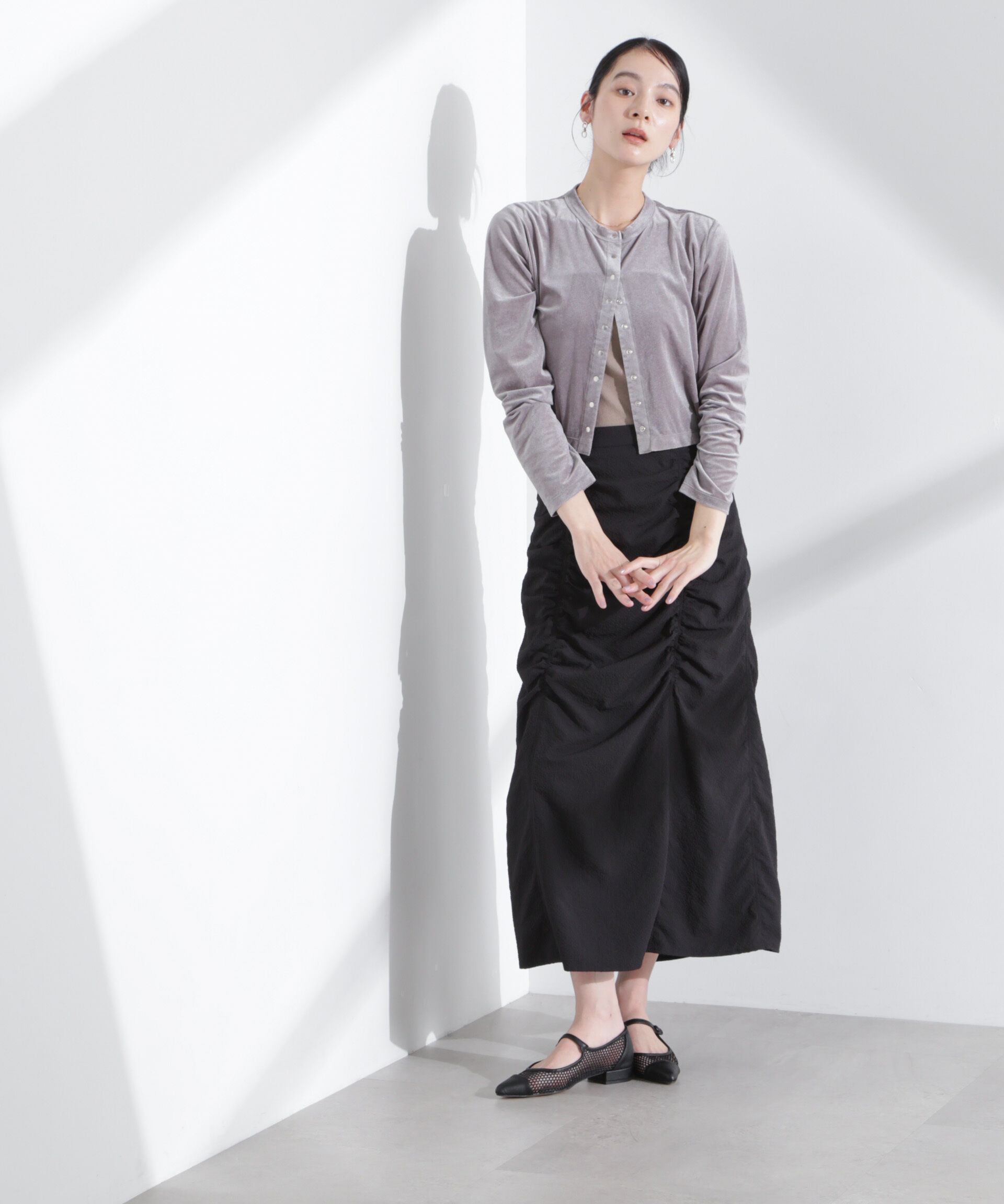 nano･universe「ギャザー切り替えサッカースカート」|スカート|