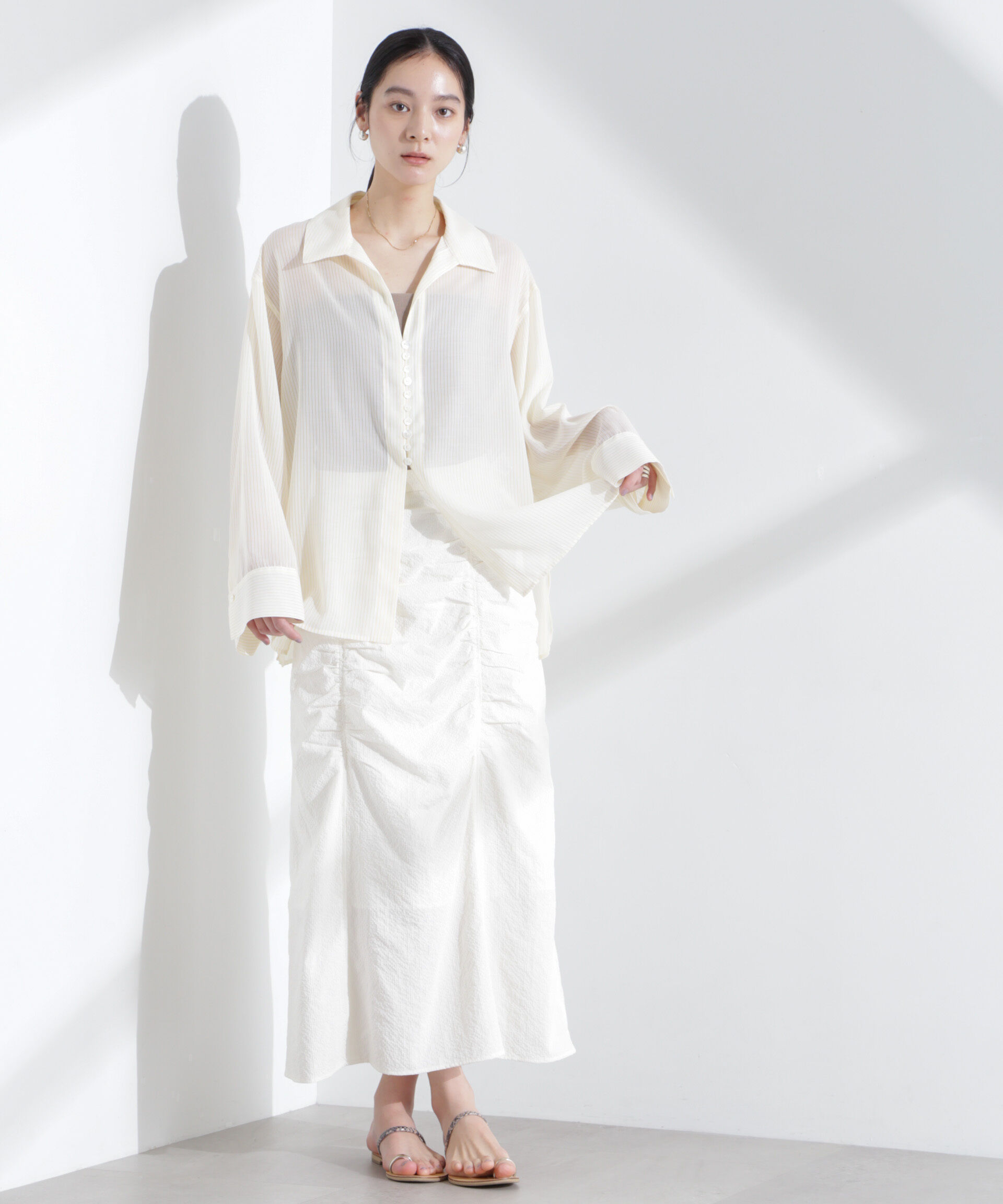 nano･universe「ギャザー切り替えサッカースカート」|スカート|