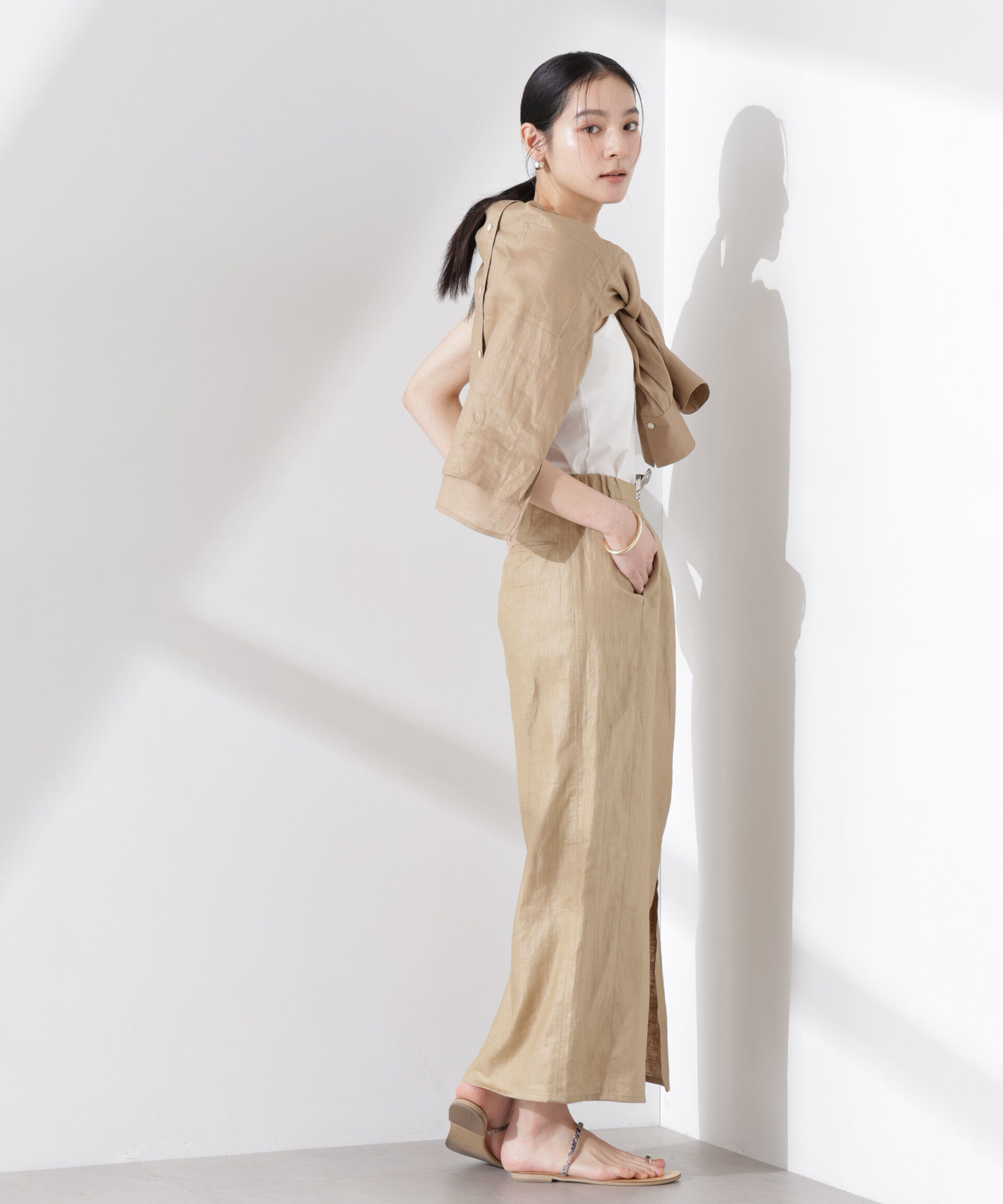 nano･universe「ヨーロピアンフラックス サイド切替Iラインスカート（セットアップ可）」|スカート|