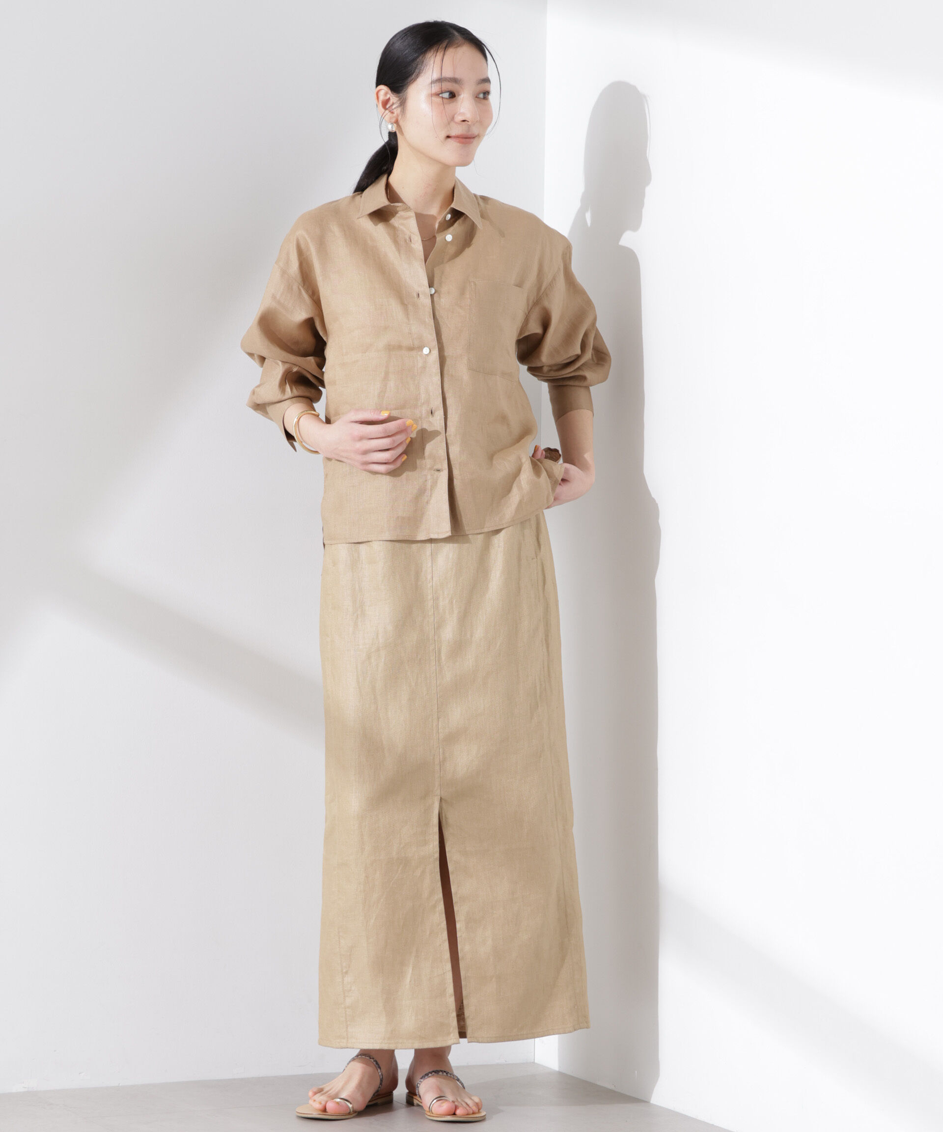 nano･universe「ヨーロピアンフラックス サイド切替Iラインスカート（セットアップ可）」|スカート|