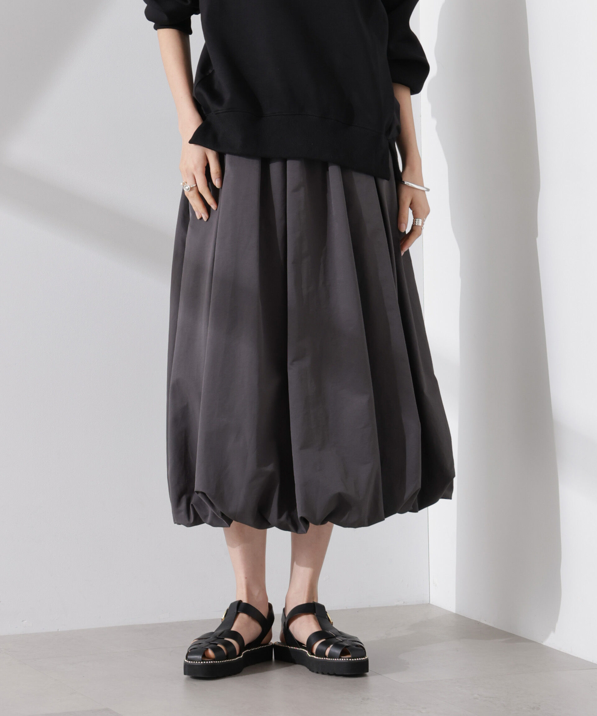 nano･universe「バルーンスカート」|スカート|チャコール3