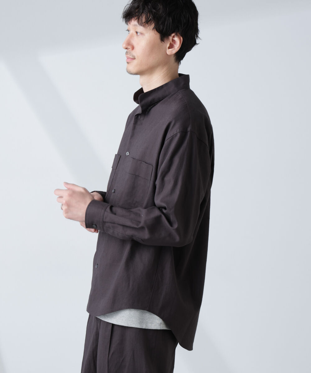 nano･universe「「BELGIUM LINEN FABRICS」リネンコットンスタンドカラーシャツ」|シャツ・ブラウス|
