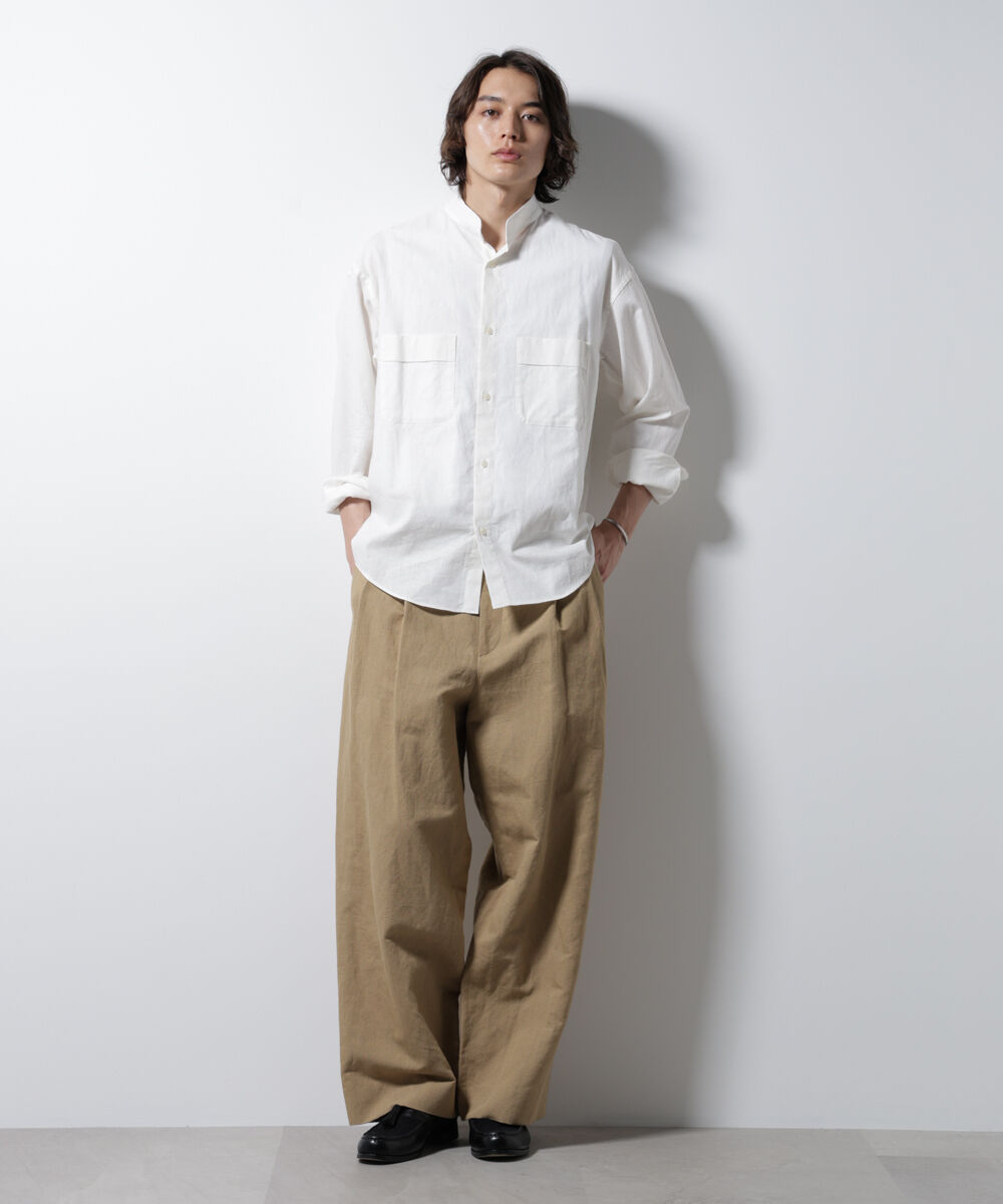 nano･universe「「BELGIUM LINEN FABRICS」リネンコットンスタンドカラーシャツ」|シャツ・ブラウス|