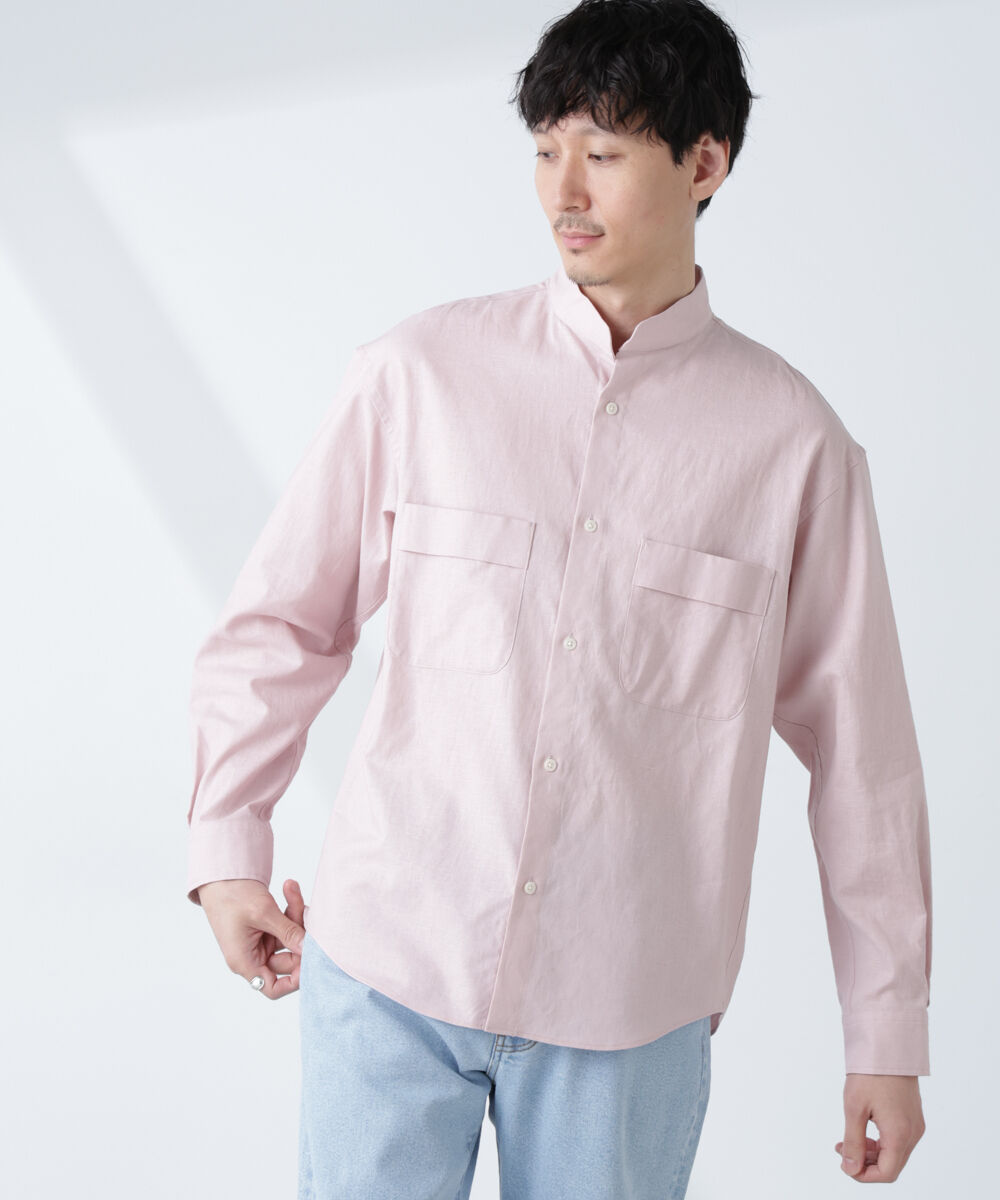 nano･universe「「BELGIUM LINEN FABRICS」リネンコットンスタンドカラーシャツ」|シャツ・ブラウス|