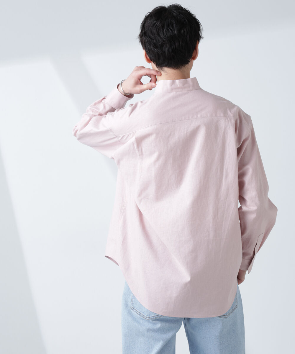 nano･universe「「BELGIUM LINEN FABRICS」リネンコットンスタンドカラーシャツ」|シャツ・ブラウス|