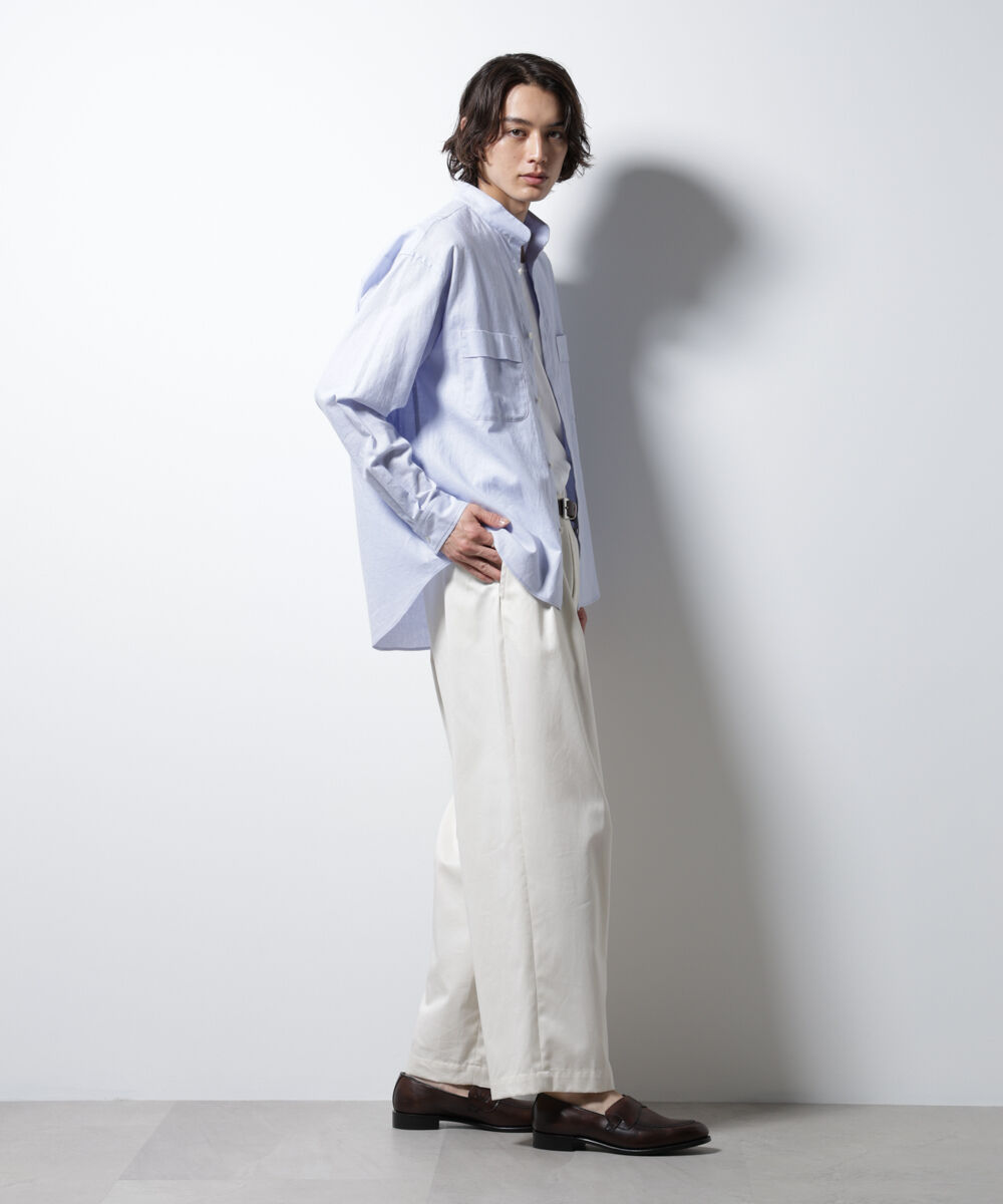 nano･universe「「BELGIUM LINEN FABRICS」リネンコットンスタンドカラーシャツ」|シャツ・ブラウス|