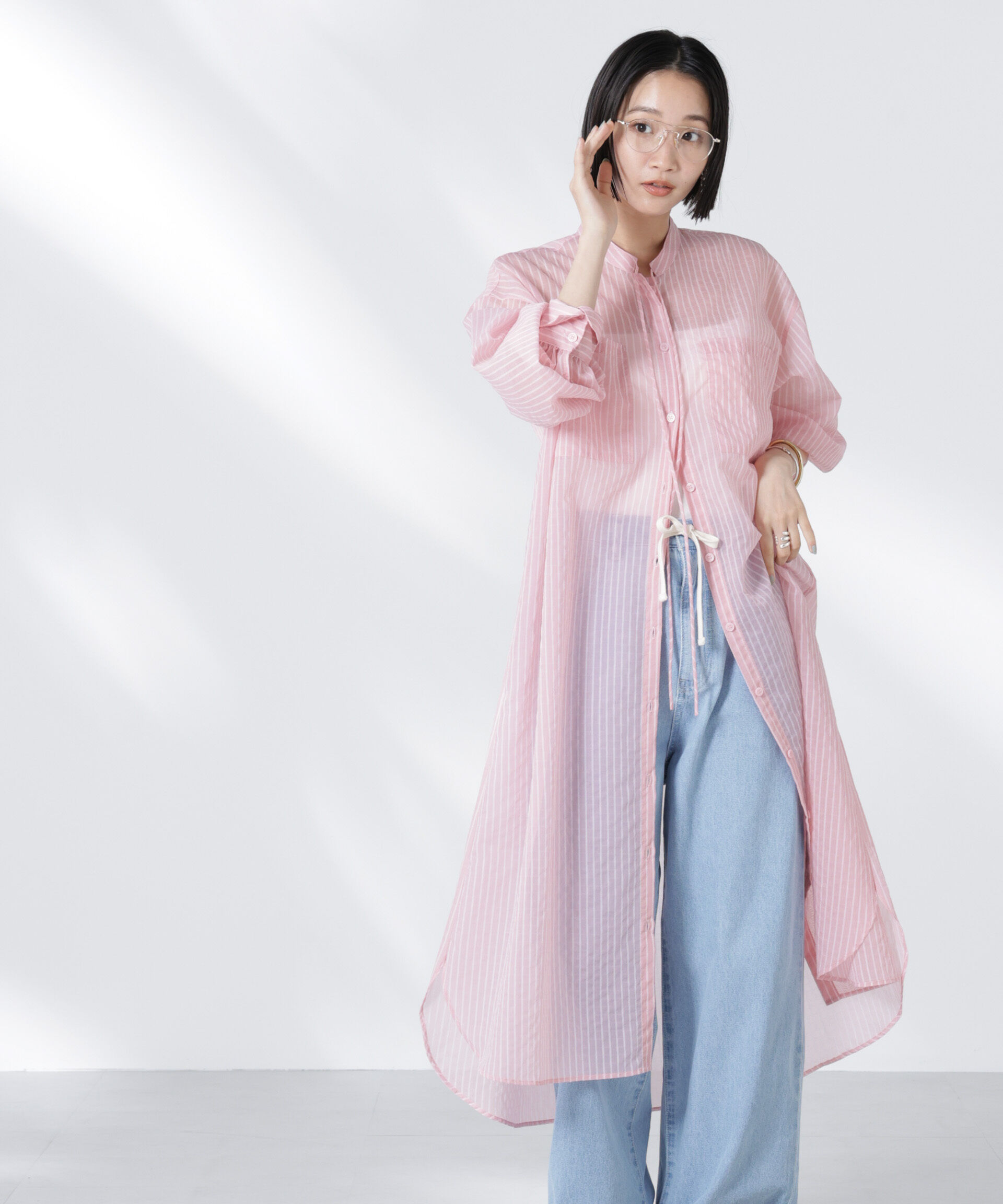 nano･universe「シアーストライプシャツワンピース」|ワンピース|