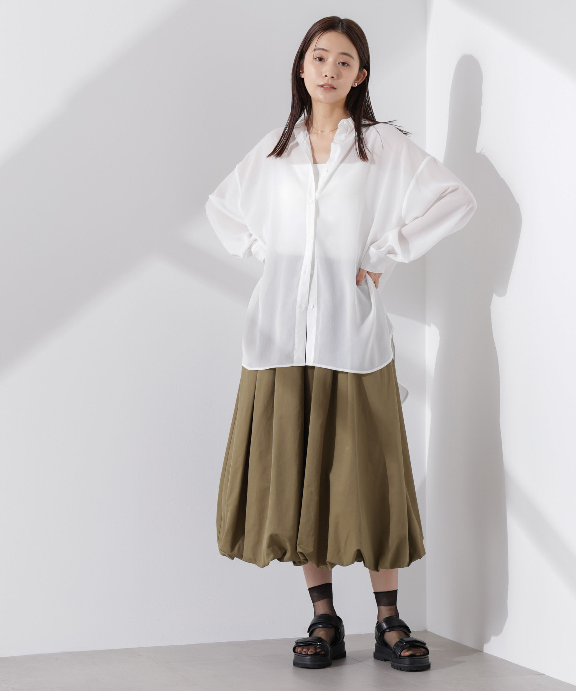 nano･universe「シアー楊柳オーバーサイズシャツ」|シャツ・ブラウス|