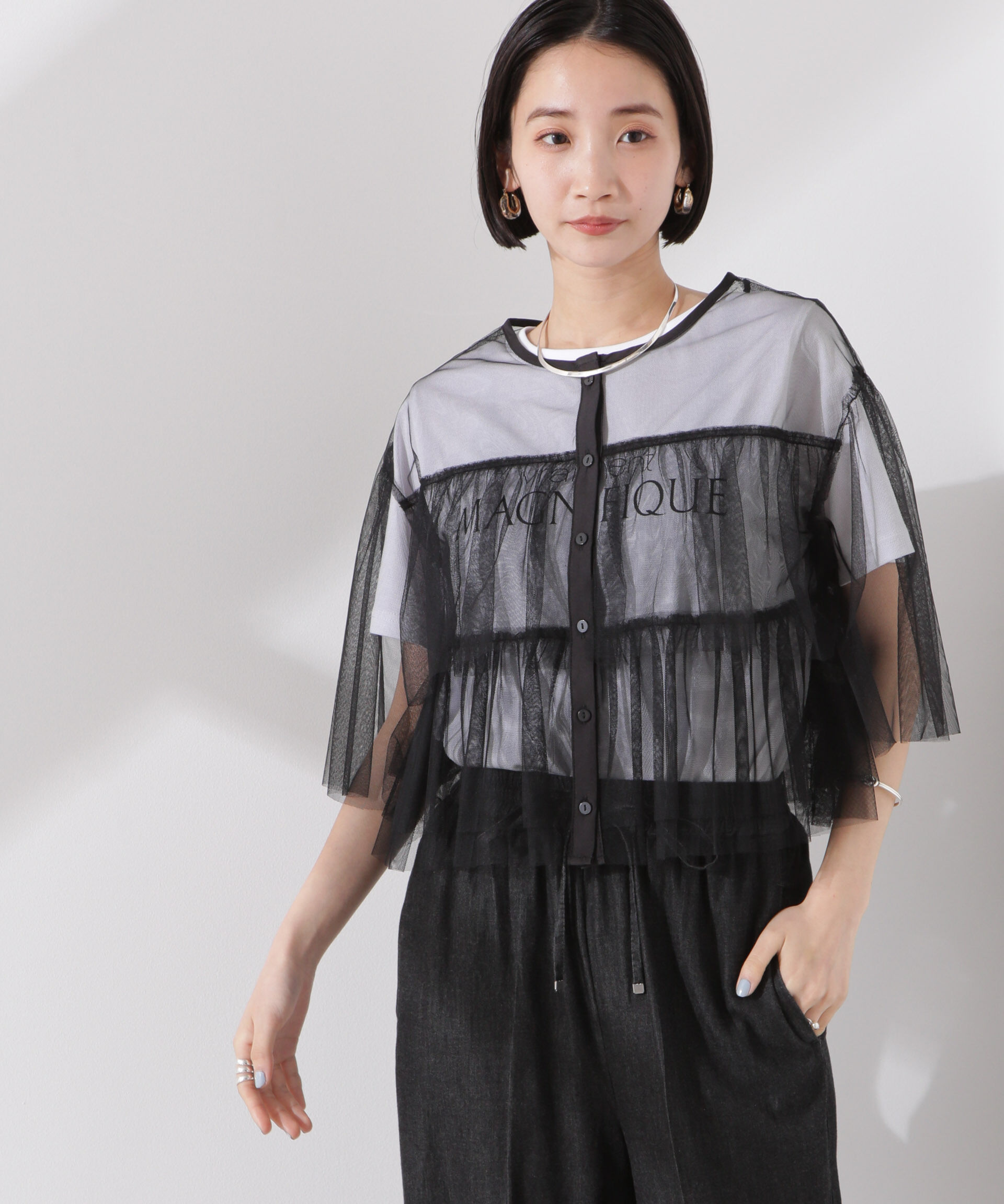 nano･universe「チュールティアードブラウス」|シャツ・ブラウス|