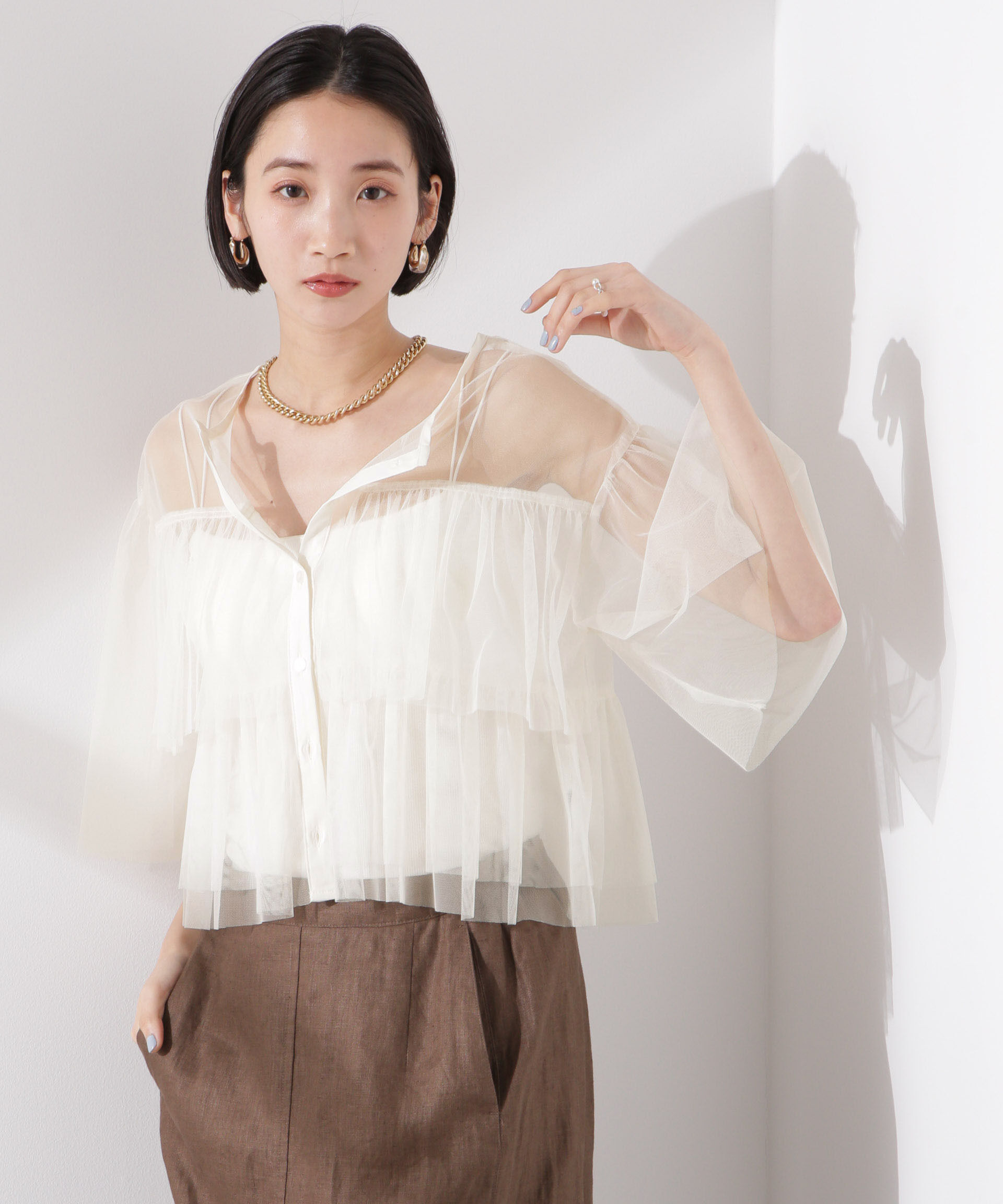 nano･universe「チュールティアードブラウス」|シャツ・ブラウス|アイボリー7