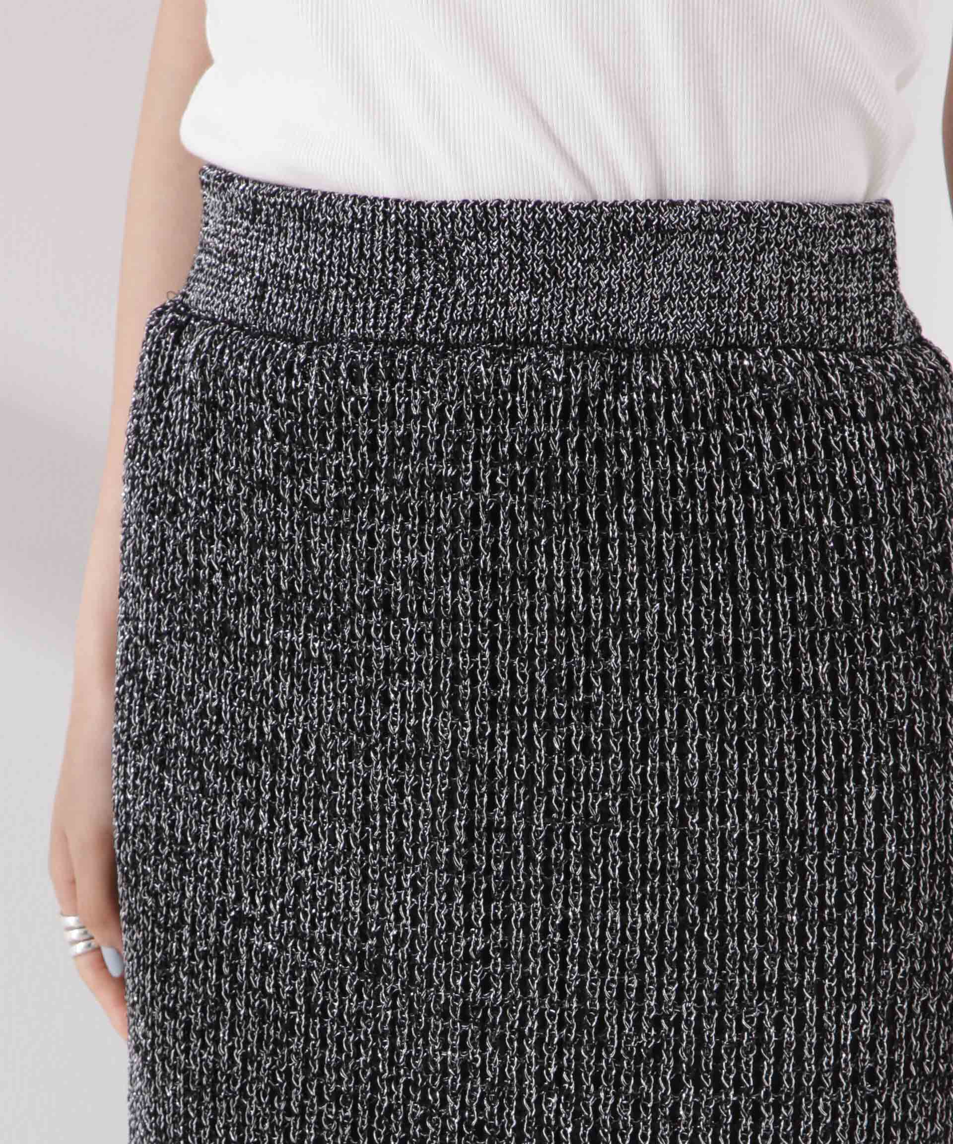 nano･universe「ラメメッシュニットタイトスカート (セットアップ可)」|スカート|