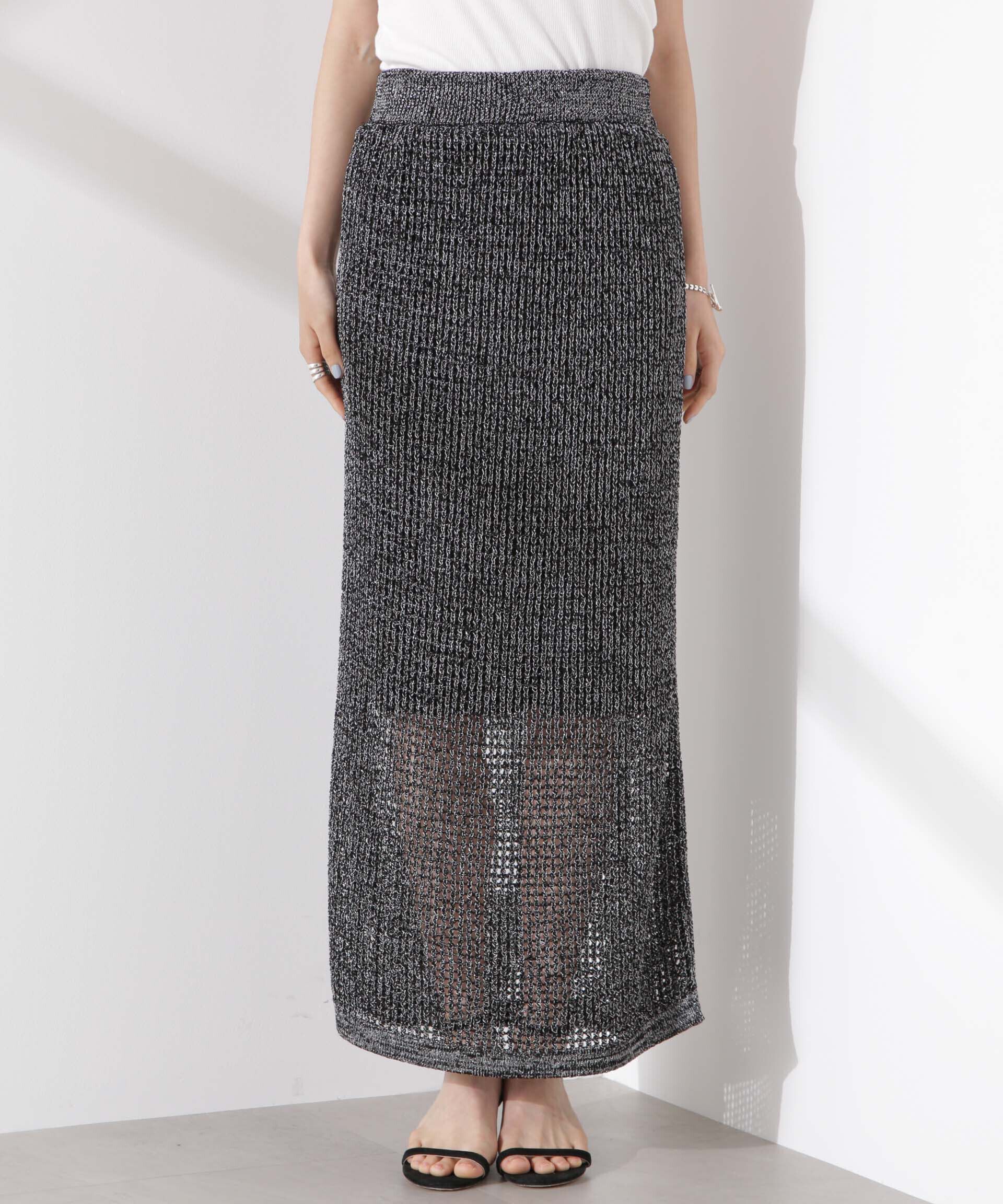 nano･universe「ラメメッシュニットタイトスカート (セットアップ可)」|スカート|