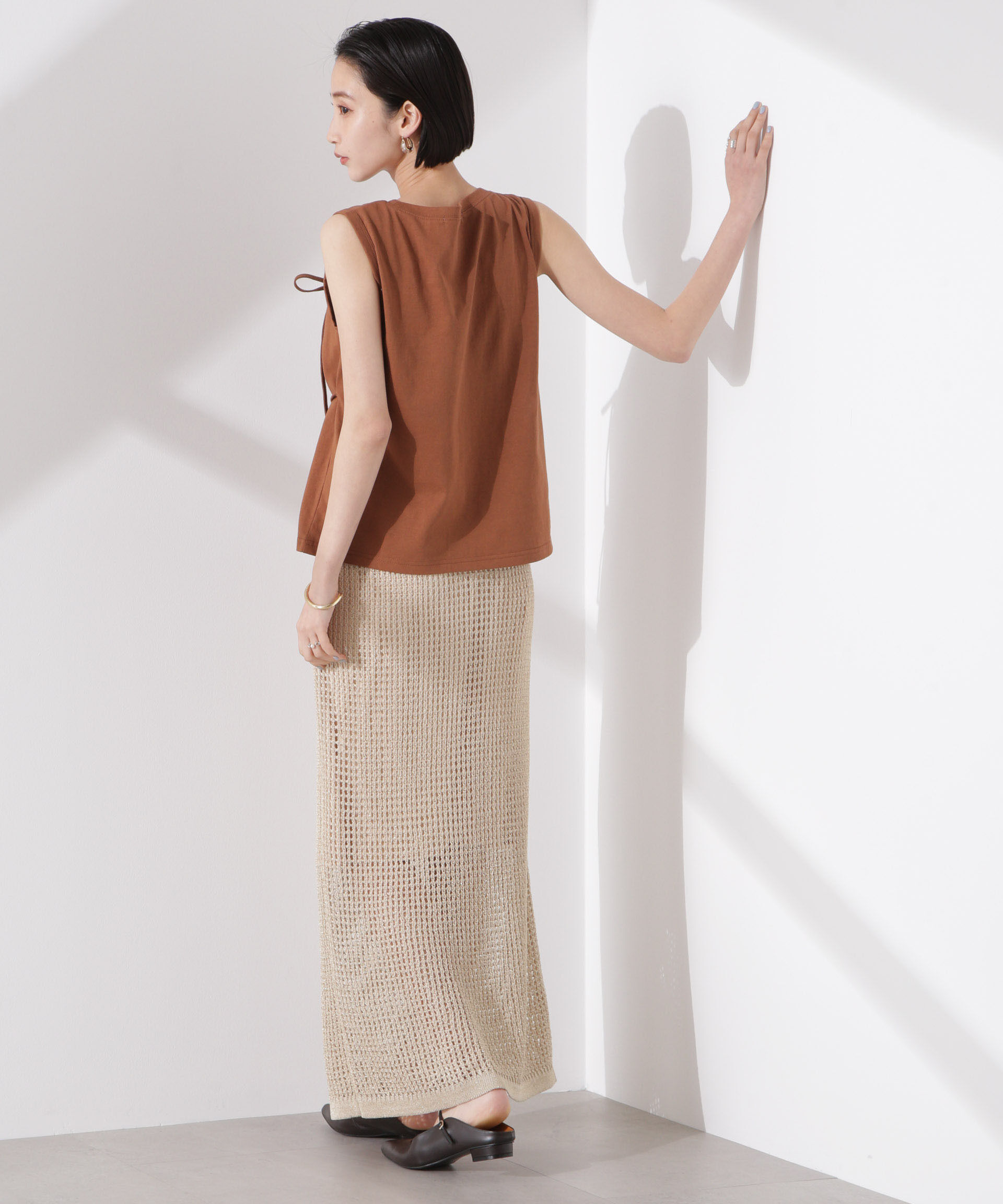 nano･universe「ラメメッシュニットタイトスカート (セットアップ可)」|スカート|