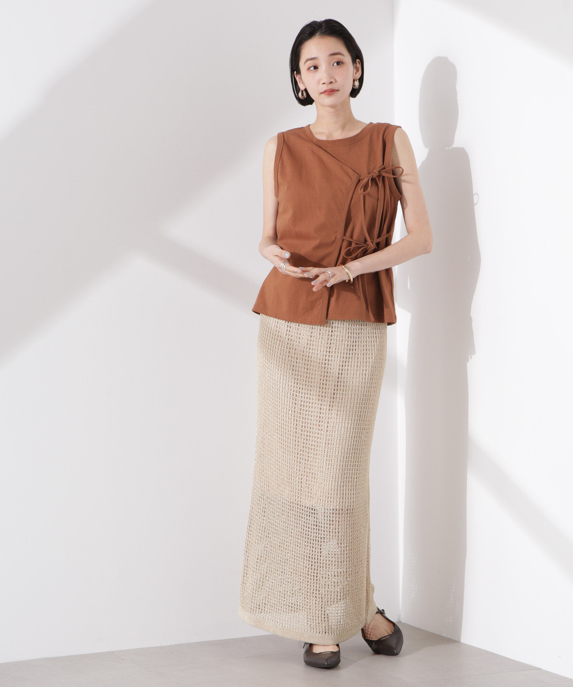 nano･universe「ラメメッシュニットタイトスカート (セットアップ可)」|スカート|