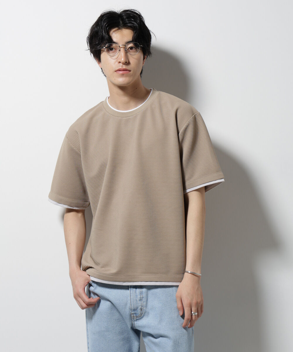 nano･universe「ガーターフェイクレイヤードTシャツ 半袖」|Tシャツ・カットソー|