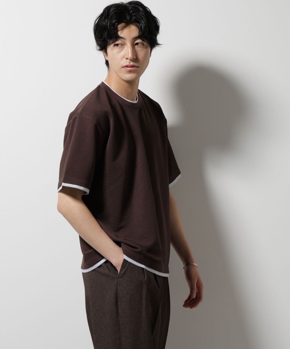 nano･universe「ガーターフェイクレイヤードTシャツ 半袖」|Tシャツ・カットソー|