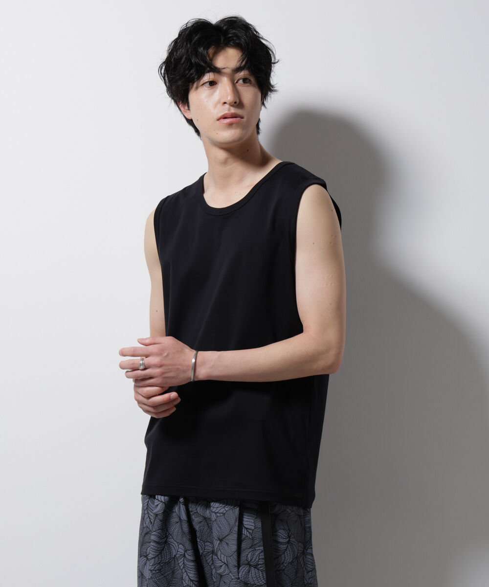 nano･universe「シルケットスムースノースリブプルオーバー」|Tシャツ・カットソー|ブラック