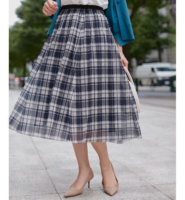 組曲「【WEB限定カラーあり】ツイードチェックチュールプリント スカート」|スカート|ベージュ系5