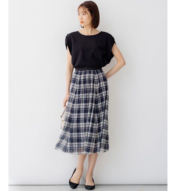 組曲「【WEB限定カラーあり】ツイードチェックチュールプリント スカート」|スカート|