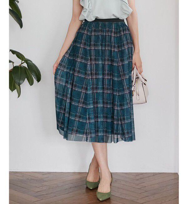 組曲「【WEB限定カラーあり】ツイードチェックチュールプリント スカート」|スカート|ネイビー系5