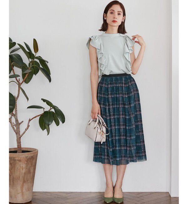 組曲「【WEB限定カラーあり】ツイードチェックチュールプリント スカート」|スカート|