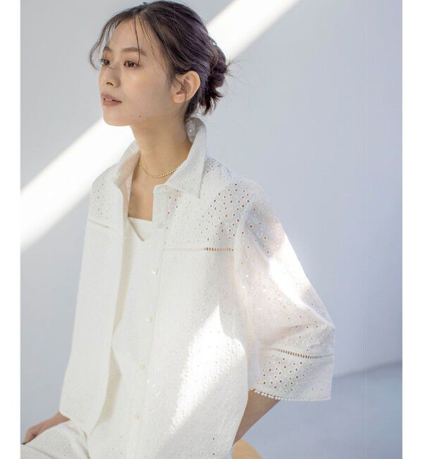 組曲「エンブロイダリーレース襟付 ブラウス」|シャツ・ブラウス|アイボリー系
