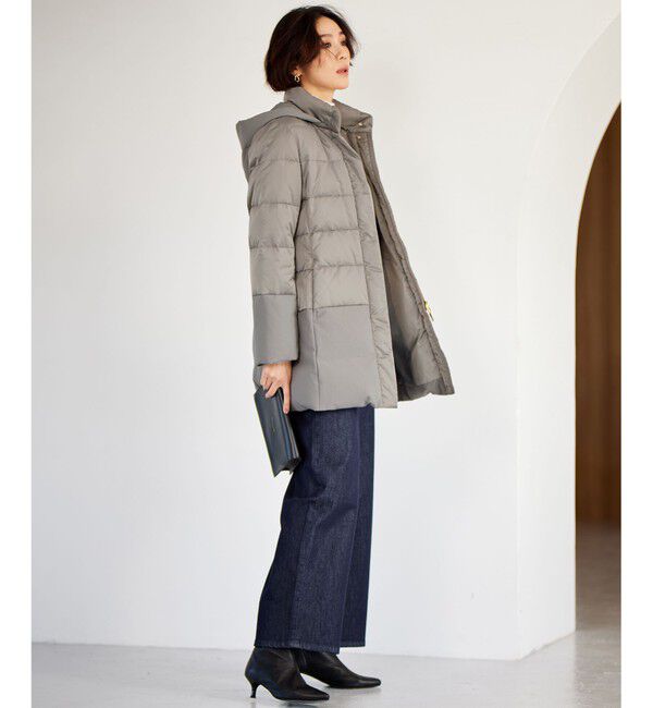 自由区「【撥水加工・洗える】ブライトダウンフード付き ダウンコート」|ダウン|