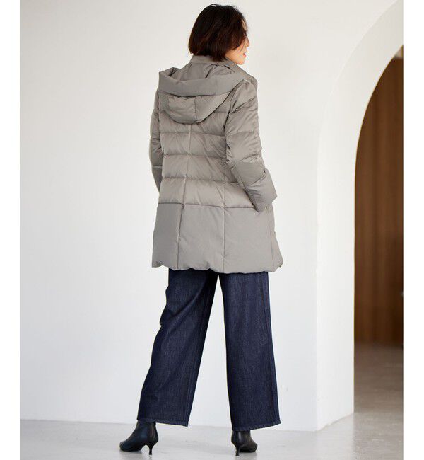 自由区「【撥水加工・洗える】ブライトダウンフード付き ダウンコート」|ダウン|